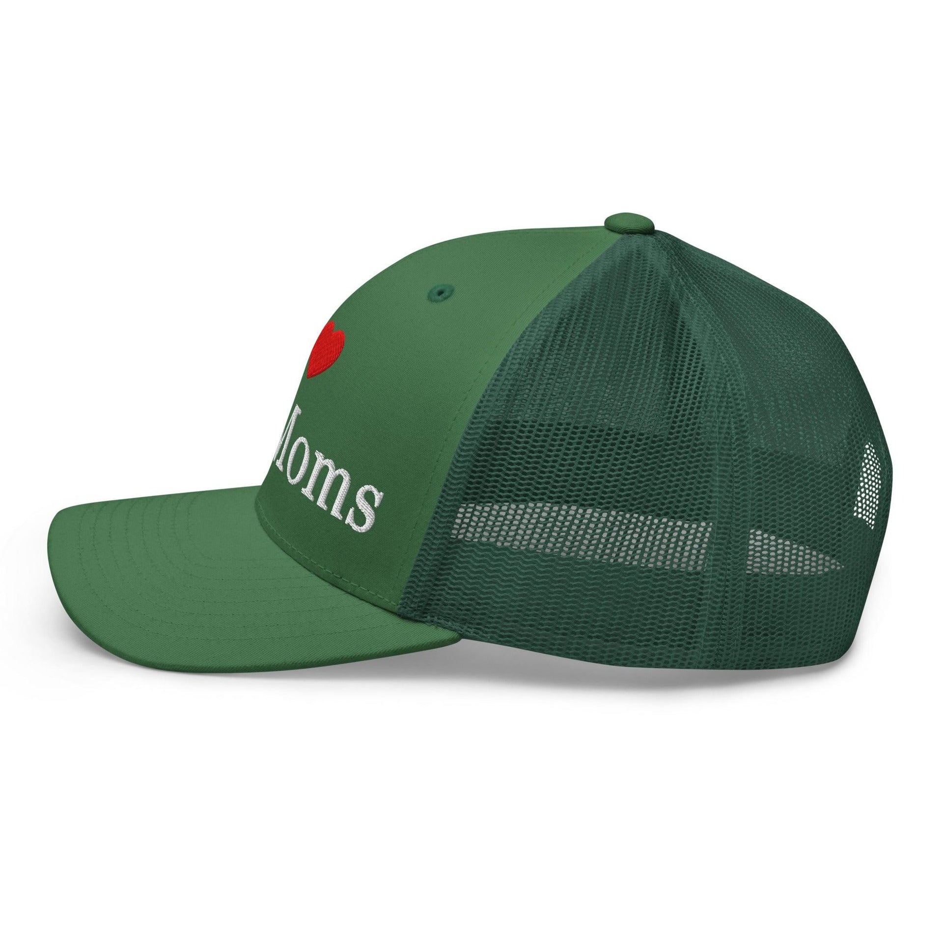 I Love Hot Moms Embroidered Mesh Trucker Hat Capital Crowns Funny Trucker Hats