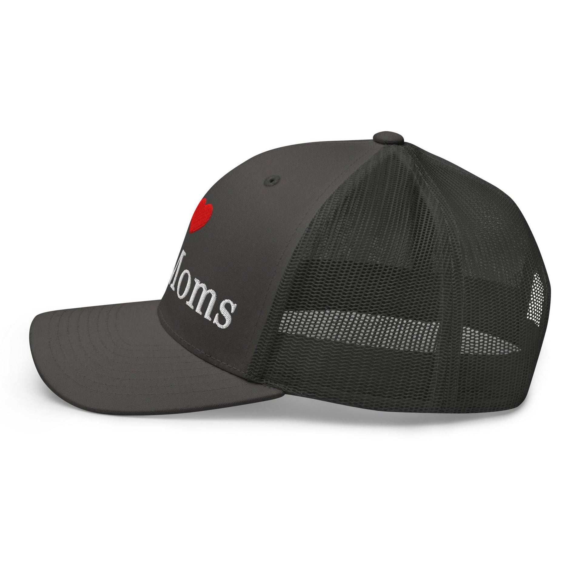 I Love Hot Moms Embroidered Mesh Trucker Hat Capital Crowns Funny Trucker Hats