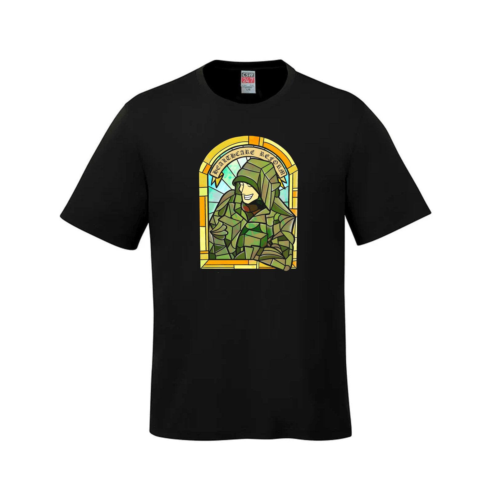 Luigi Patron Saint of Healthcare Reform – Black T-Shirt 4XL Luigi Luigi Apparel luigi mangione