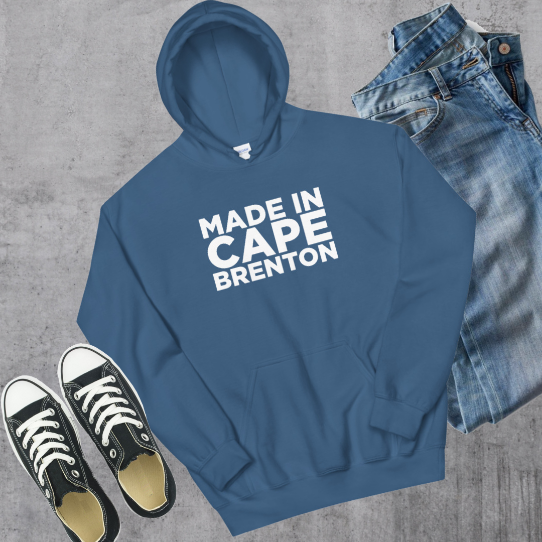Made in Cape Breton Hoodie Indigo Blue Canadian City Apparel