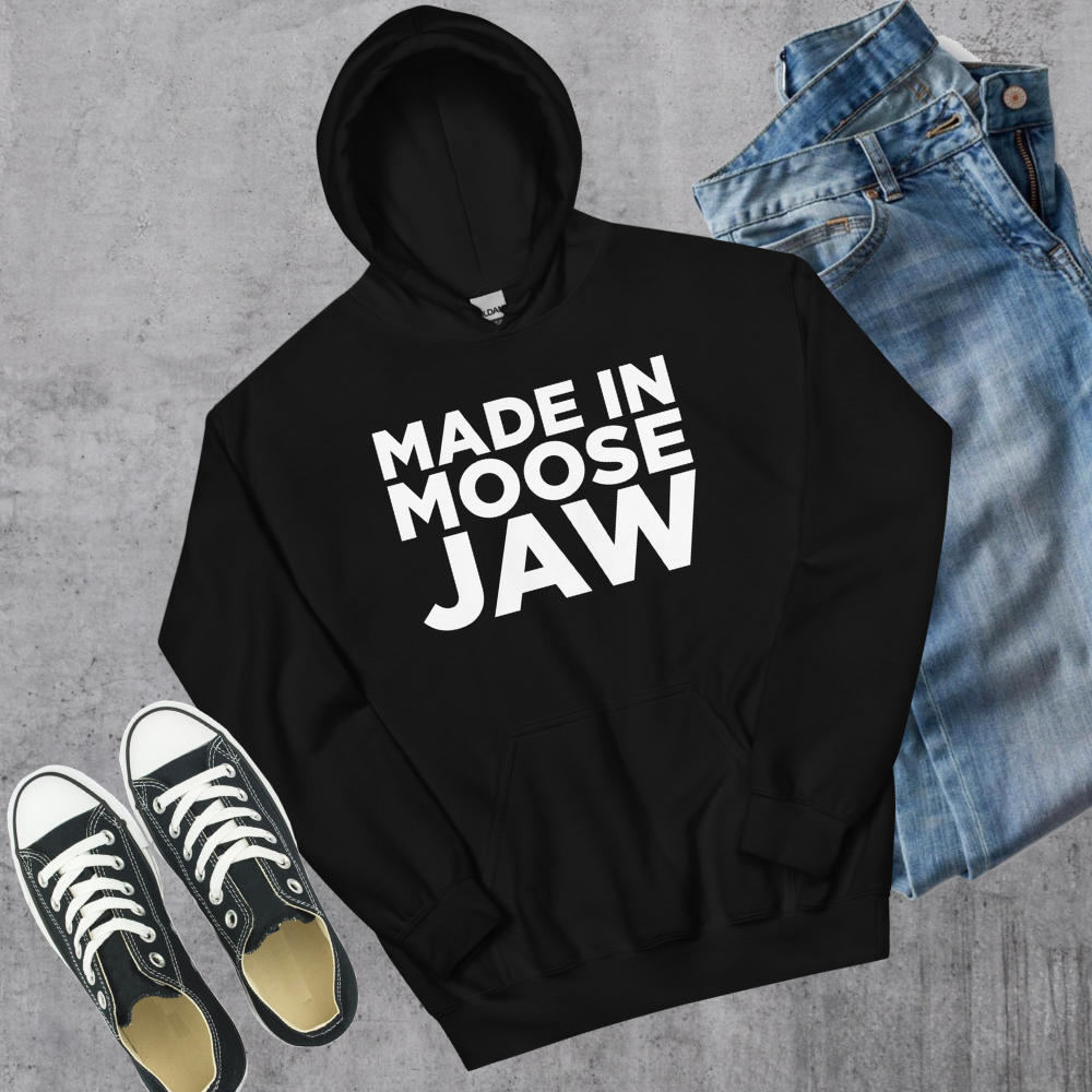 Made in Moose Jaw Hoodie Black Canadian City Apparel