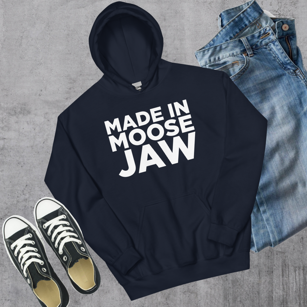 Made in Moose Jaw Hoodie Navy S Canadian City Apparel
