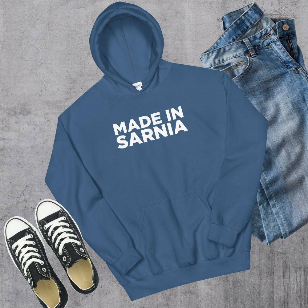 Made in Sarnia Hoodie Indigo Blue Canadian City Apparel