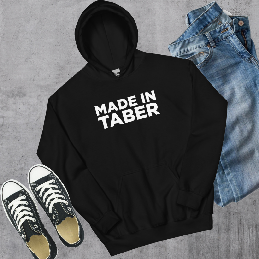 Made in Taber Hoodie Black Canadian City Apparel