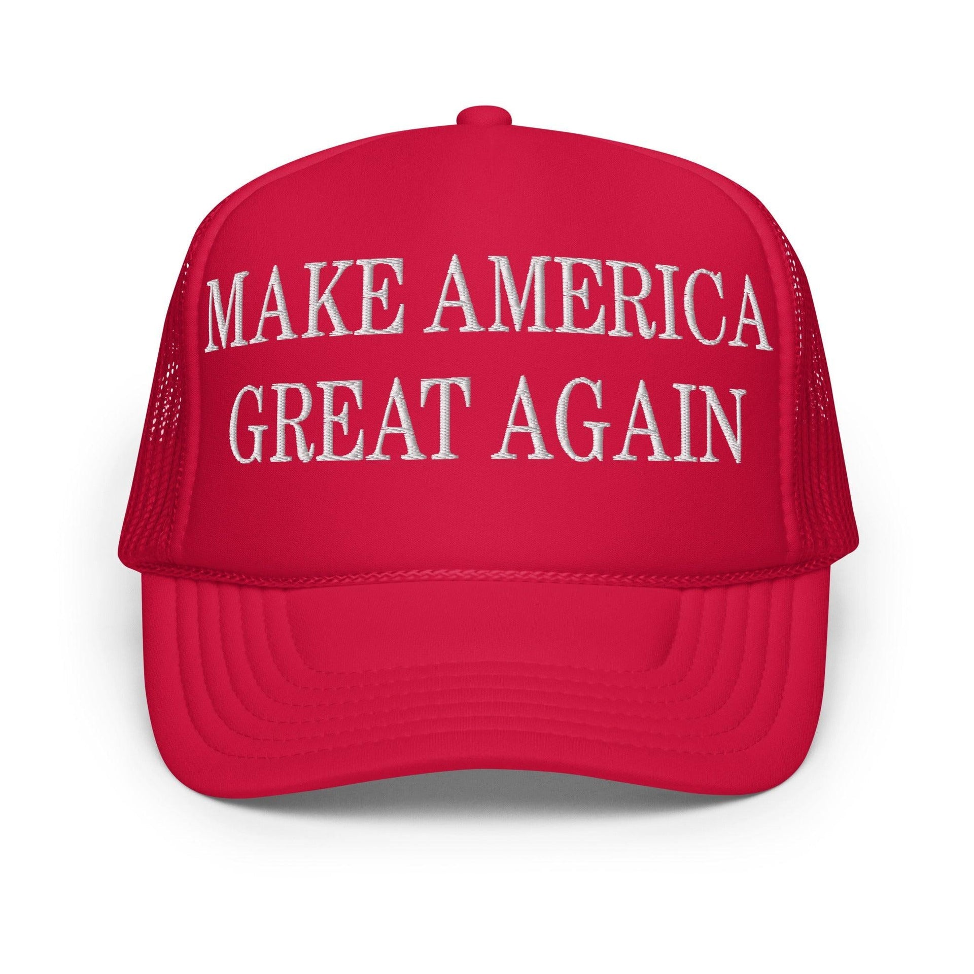 MAGA Make America Great Again Embroidered Foam Trucker Hat Red Capital Crowns Conservative LADs Trucker Hats