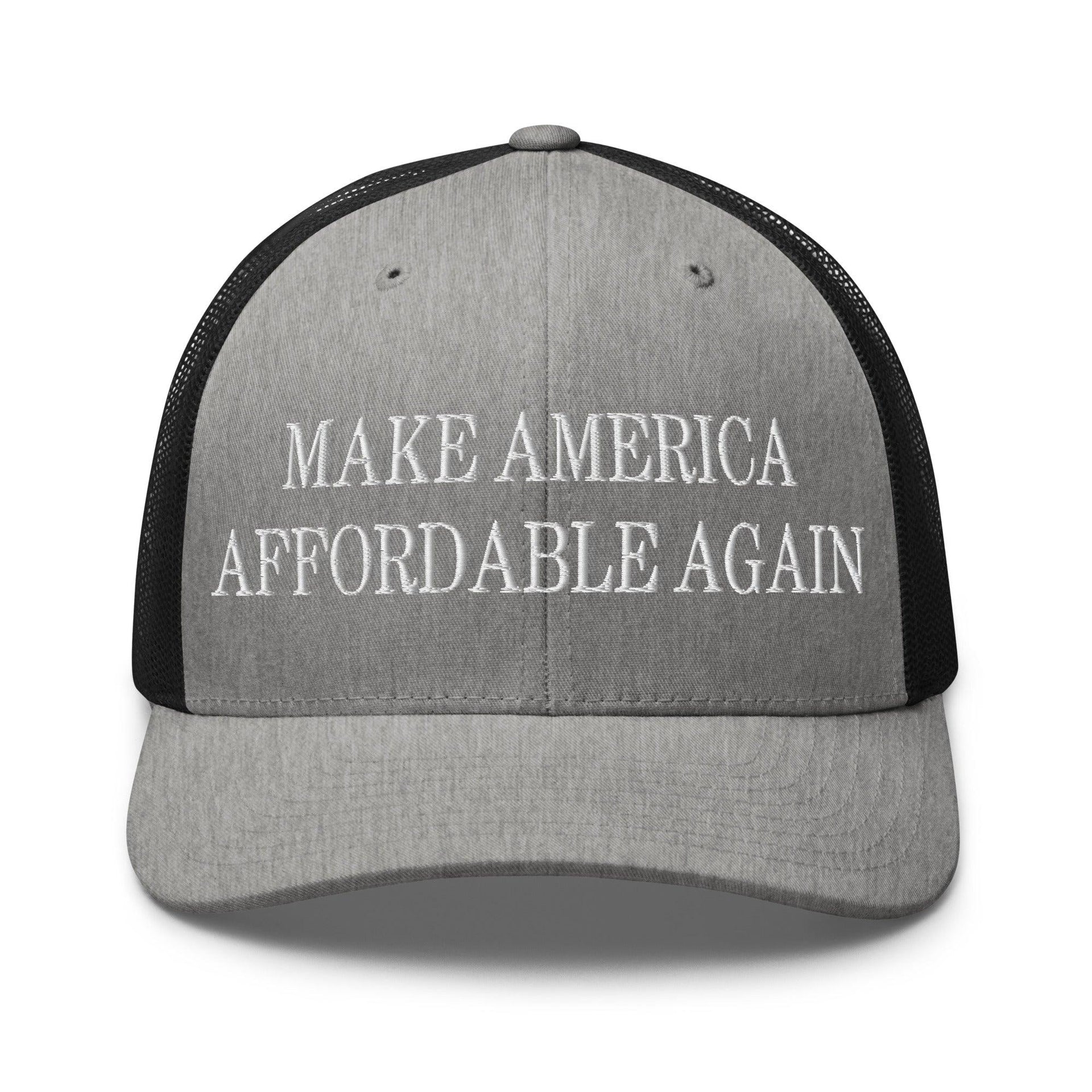 Make Us Affordable Again Embroidered Mesh Trucker Hat Heather Black Capital Crowns Make Again Trucker Hats