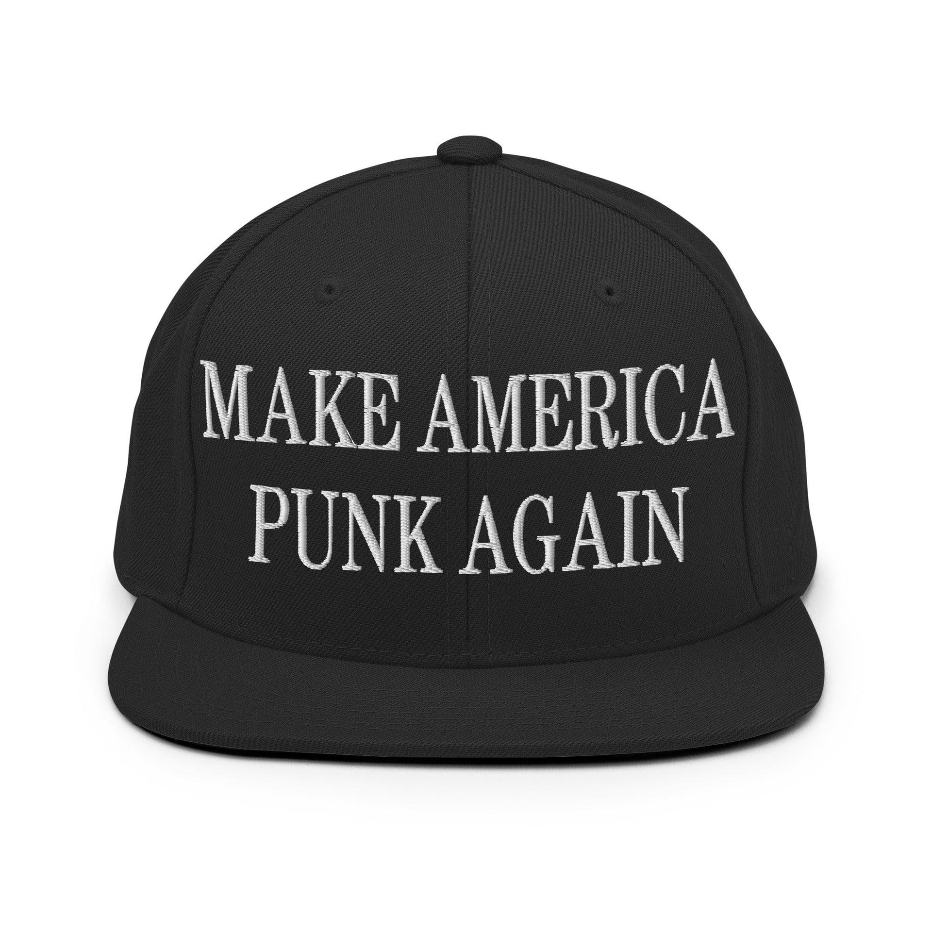 Make It Again Embroidered Flat Bill Brim Snapback Hat Black Capital Crowns LADs Make Again