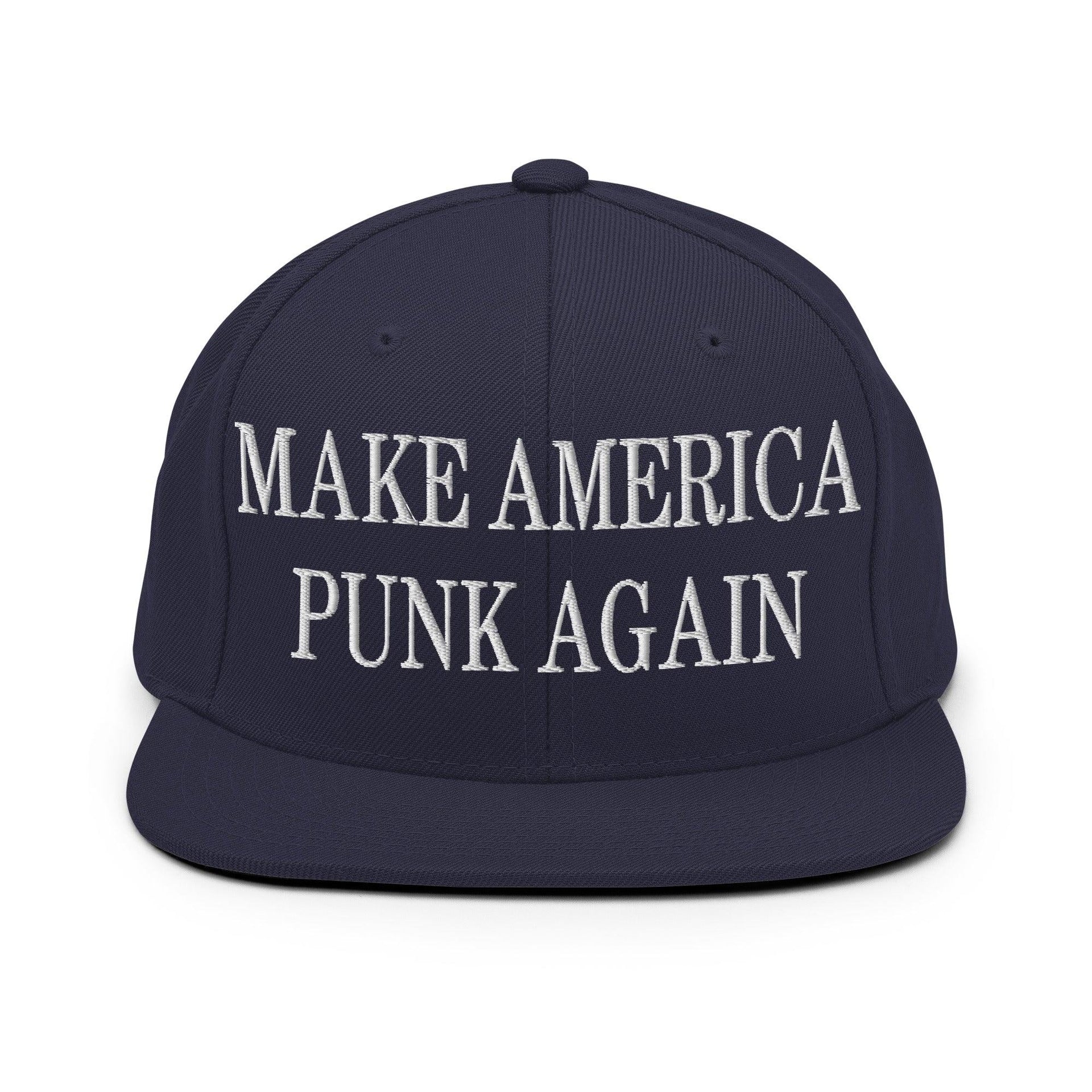Make It Again Embroidered Flat Bill Brim Snapback Hat Navy Capital Crowns LADs Make Again