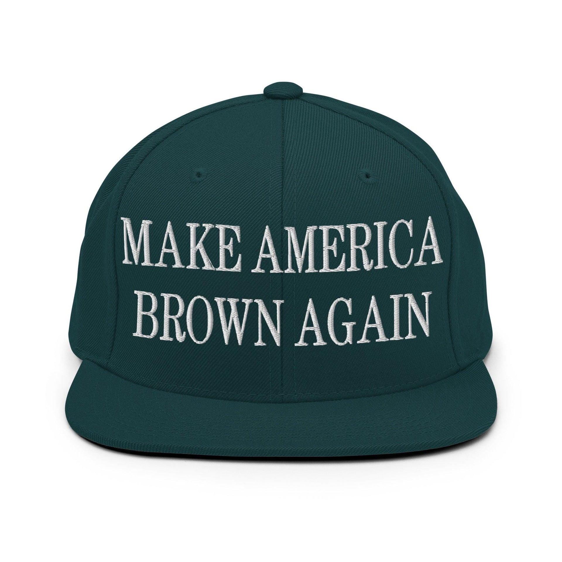 Make America Brown Again Embroidered Flat Bill Brim Snapback Hat Spruce Capital Crowns LADs Make Again Snapback Hats