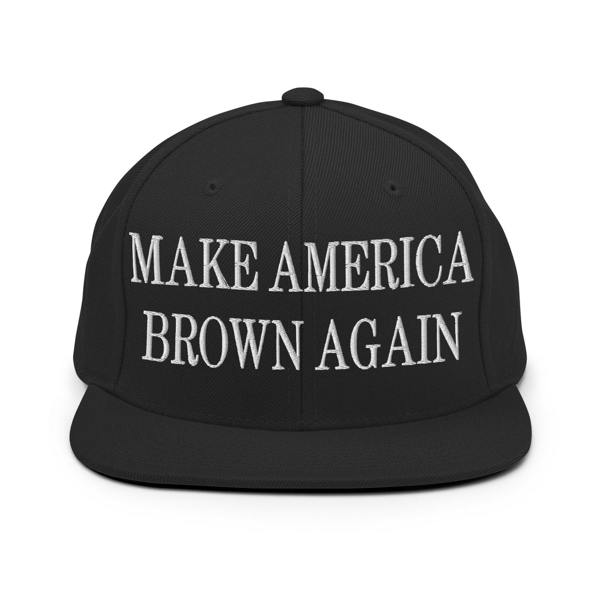 Make America Brown Again Embroidered Flat Bill Brim Snapback Hat Black Capital Crowns LADs Make Again Snapback Hats