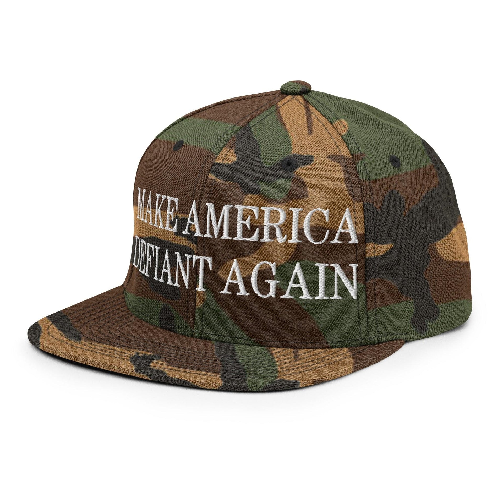 Make America Defiant Again Embroidered Flat Bill Brim Snapback Hat Capital Crowns LADs Make Again Snapback Hats