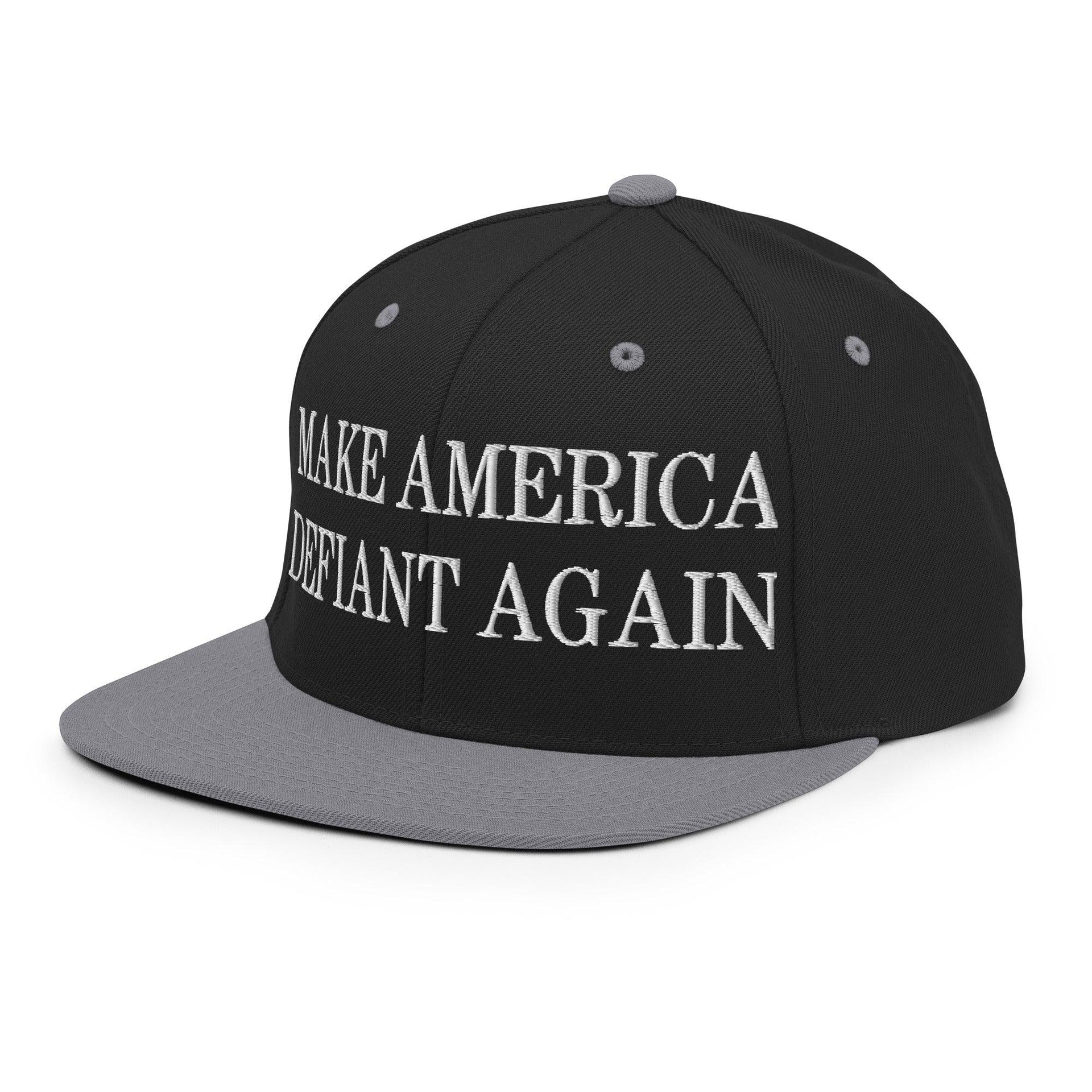 Make America Defiant Again Embroidered Flat Bill Brim Snapback Hat Capital Crowns LADs Make Again Snapback Hats
