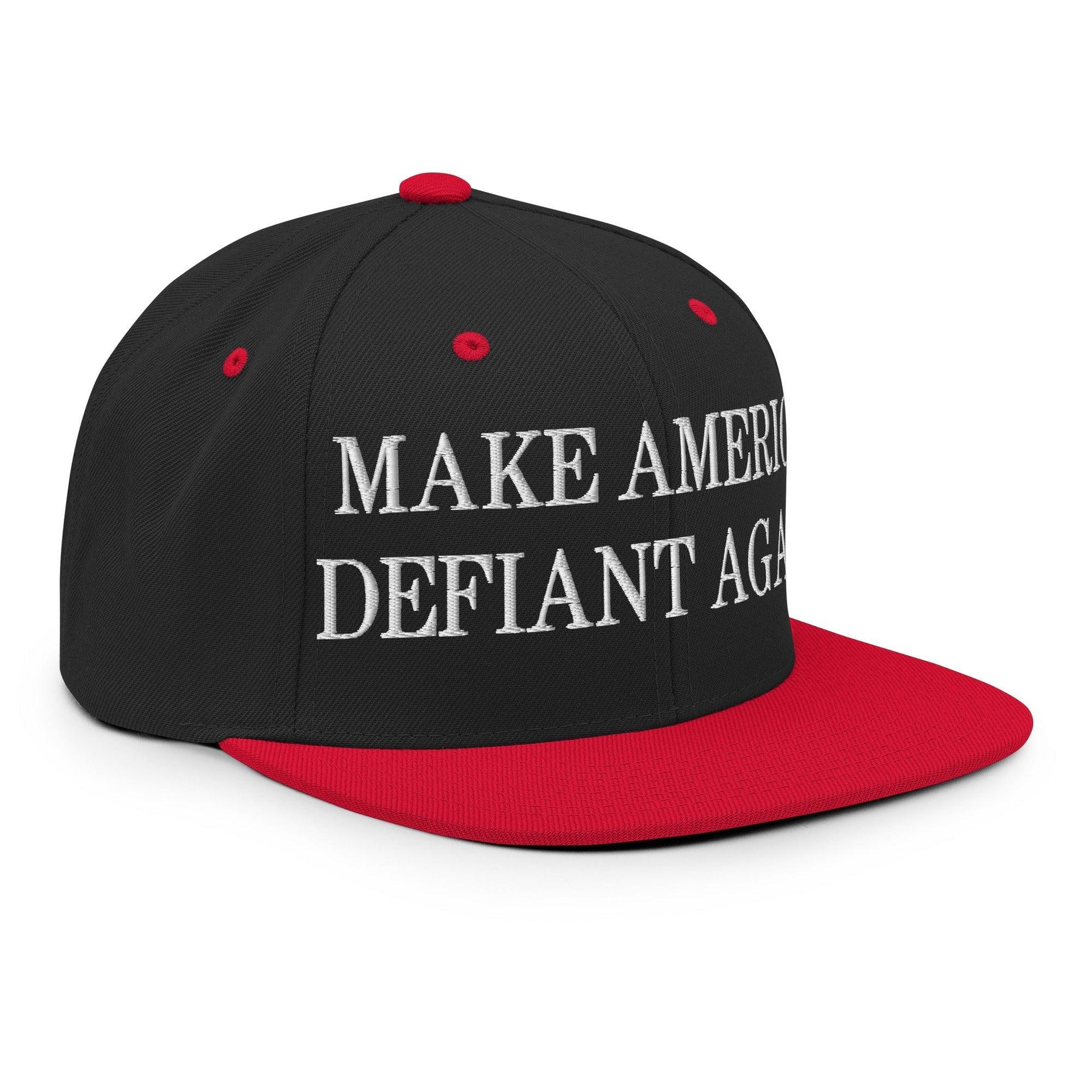 Make America Defiant Again Embroidered Flat Bill Brim Snapback Hat Capital Crowns LADs Make Again Snapback Hats
