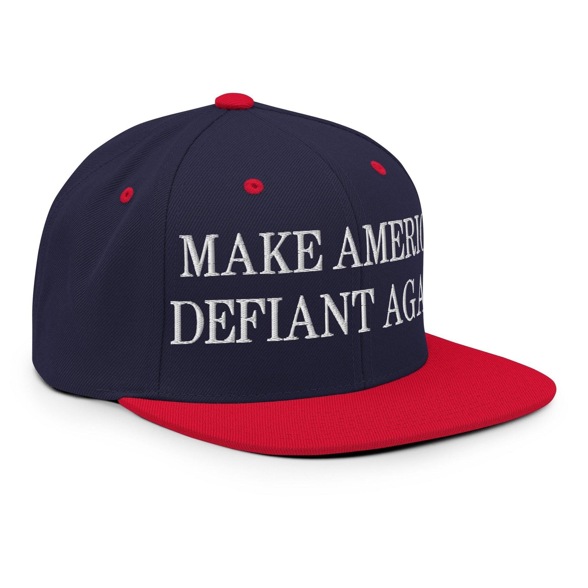 Make America Defiant Again Embroidered Flat Bill Brim Snapback Hat Capital Crowns LADs Make Again Snapback Hats