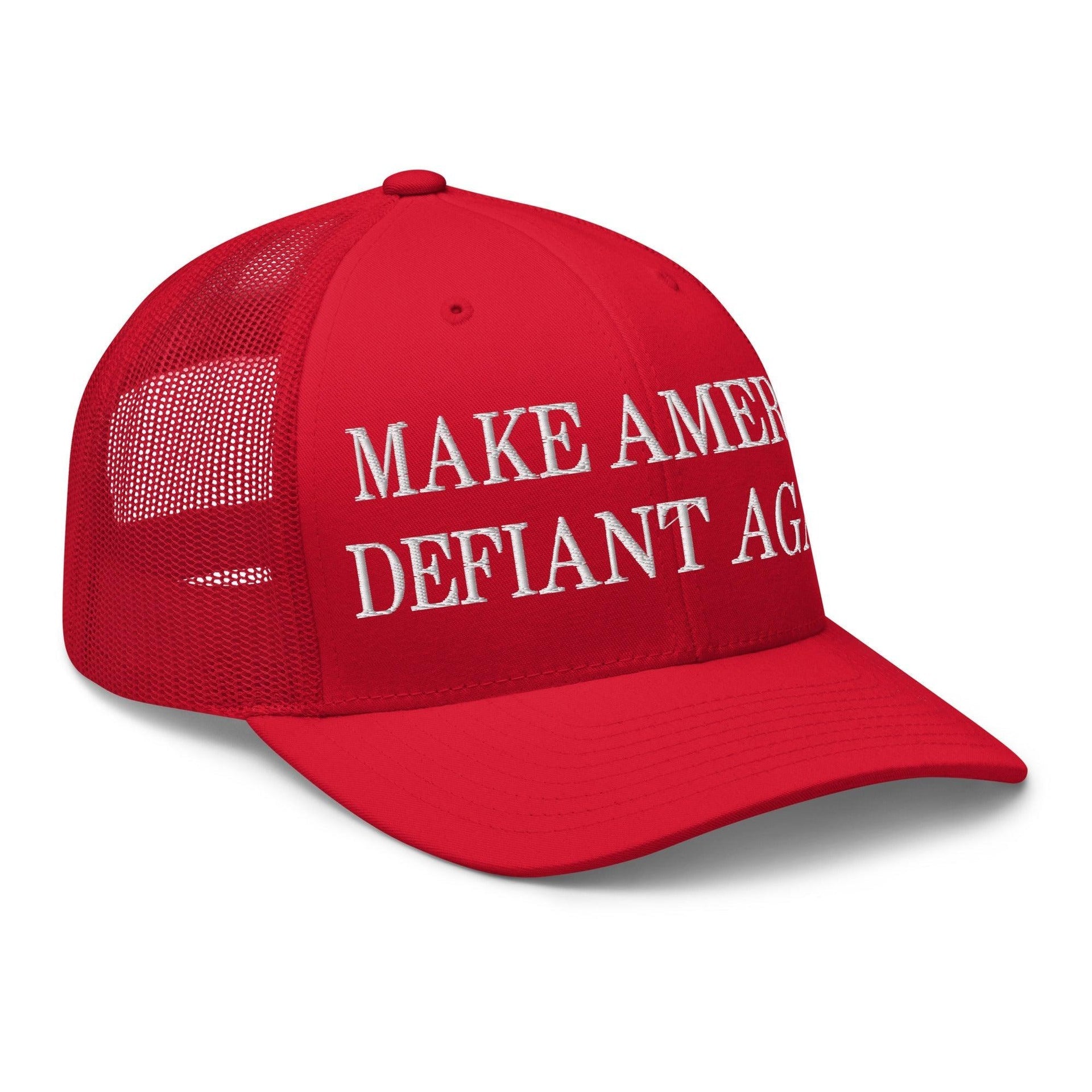 Make America Defiant Again Embroidered Mesh Trucker Hat Capital Crowns LADs Make Again Trucker Hats