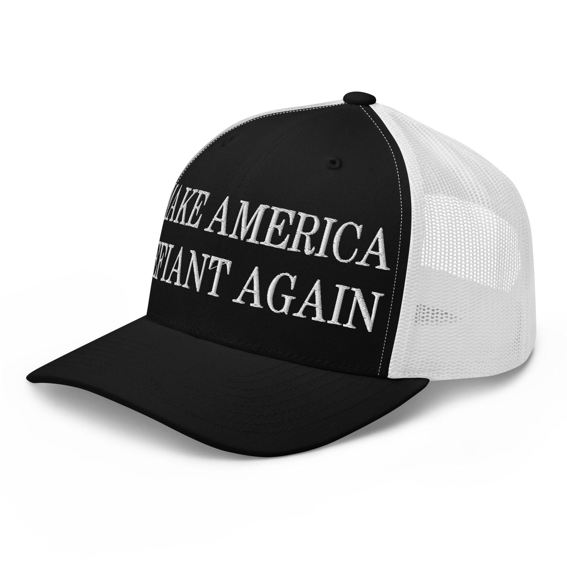 Make America Defiant Again Embroidered Mesh Trucker Hat Capital Crowns LADs Make Again Trucker Hats