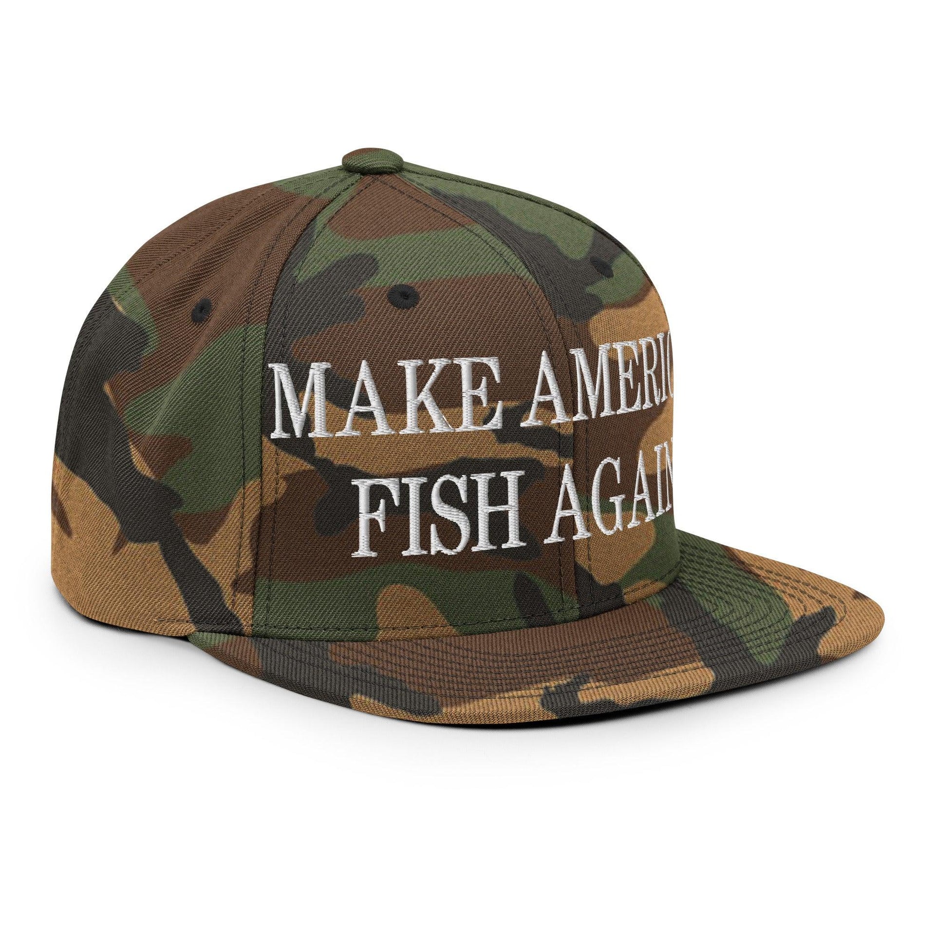 Make America Fish Again Embroidered Flat Bill Brim Snapback Hat Capital Crowns LADs Make Again Snapback Hats