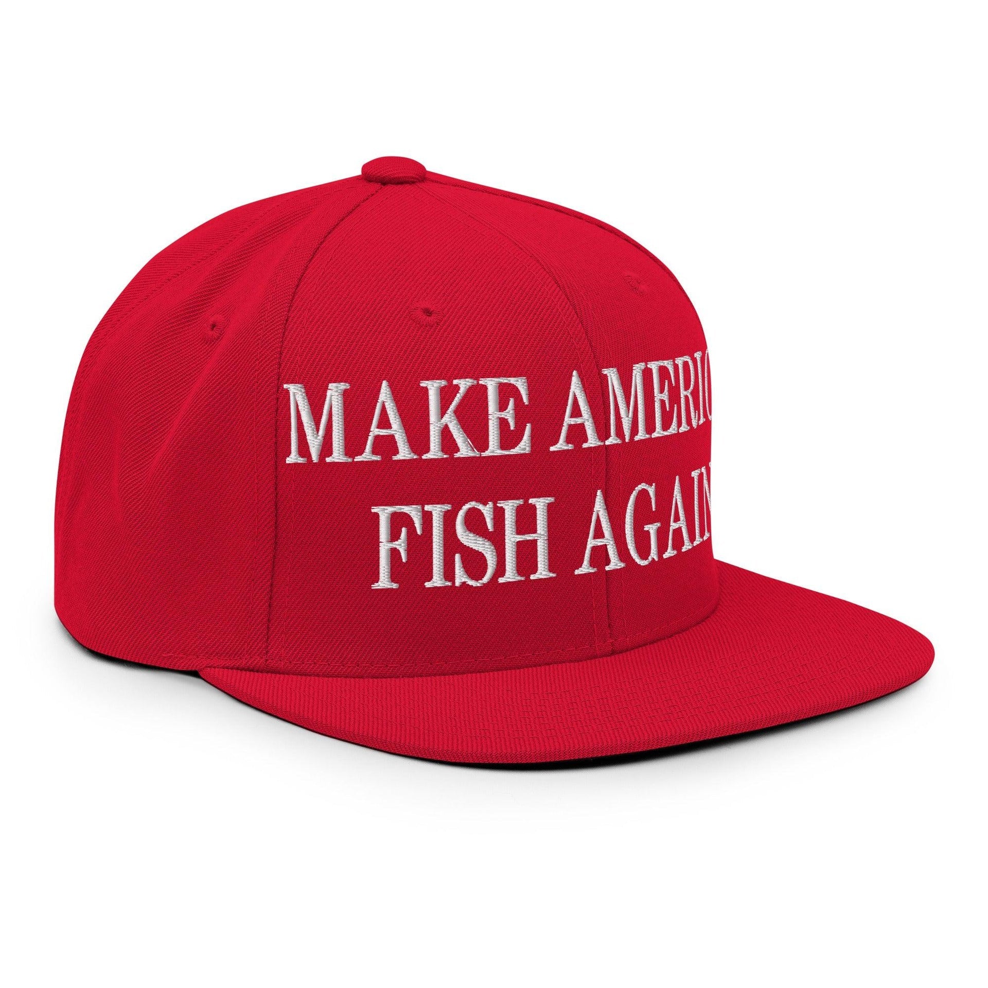 Make America Fish Again Embroidered Flat Bill Brim Snapback Hat Capital Crowns LADs Make Again Snapback Hats