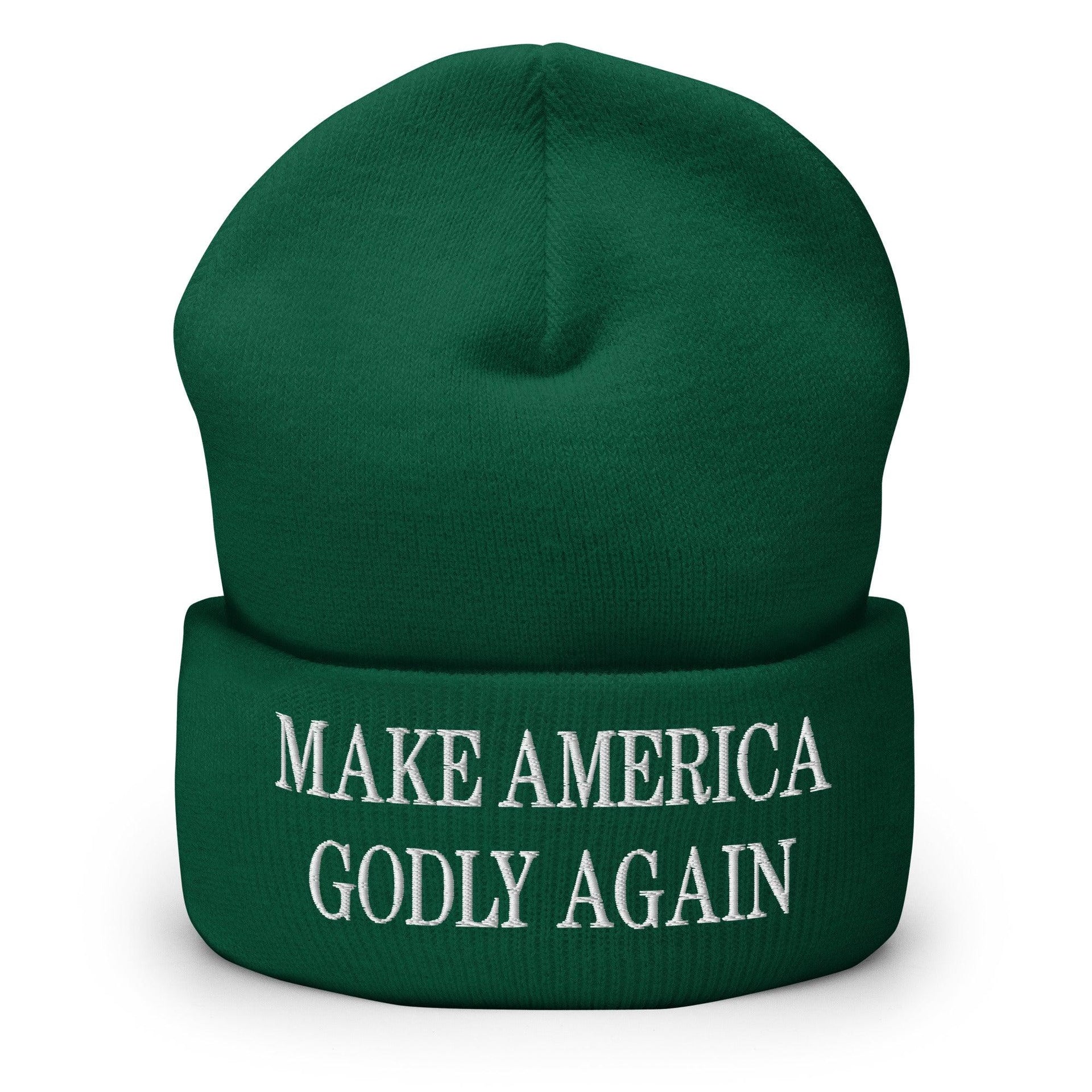 Make America Godly Again Embroidered Knit Cuffed Beanie Spruce Beanies Capital Crowns LADs Make Again