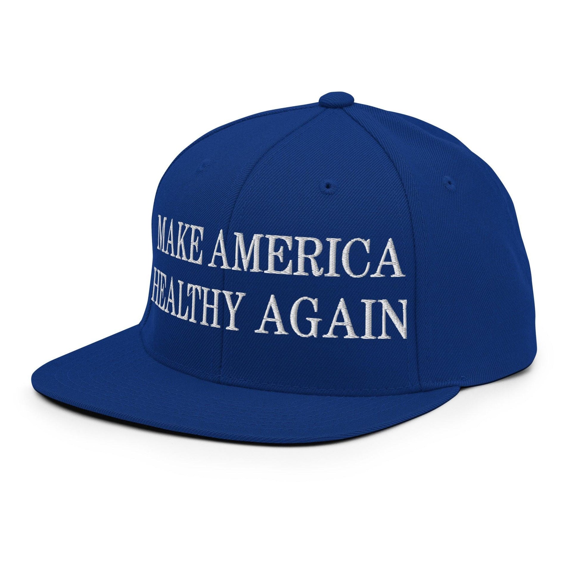 Make America Healthy Again Embroidered Flat Bill Brim Snapback Hat Capital Crowns LADs Make Again Snapback Hats