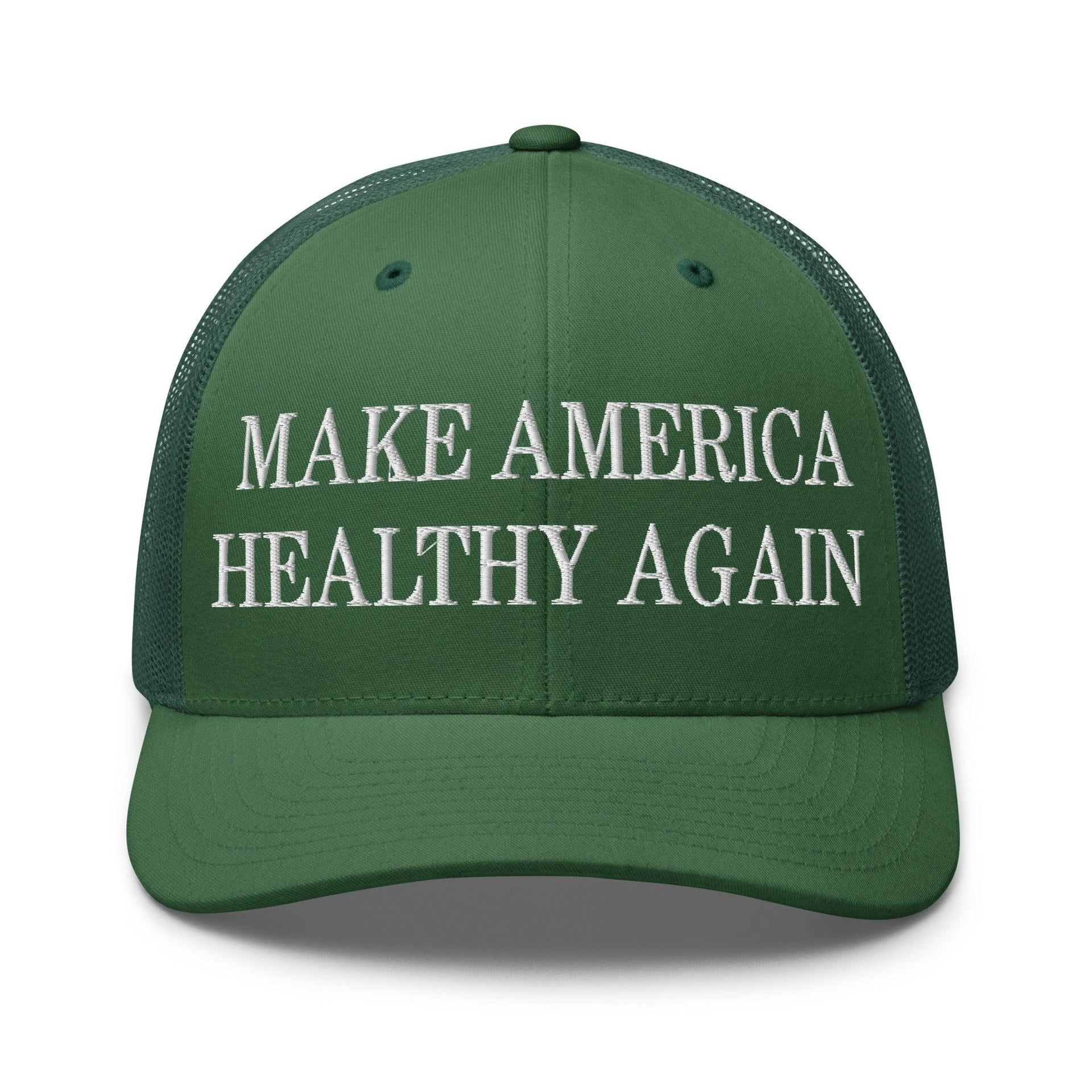 Make America Healthy Again Embroidered Mesh Trucker Hat Evergreen Capital Crowns LADs Make Again Trucker Hats