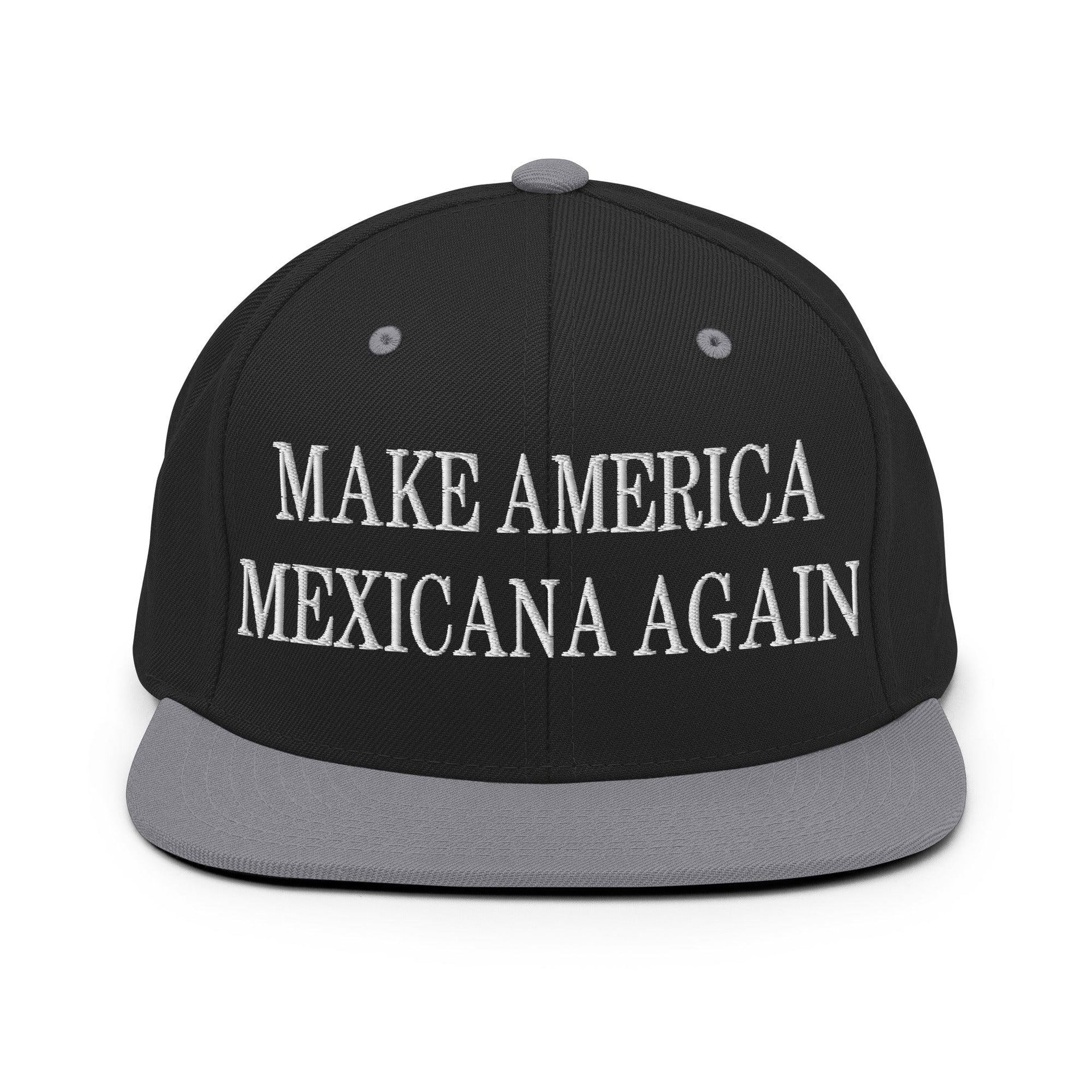 Make America Mexicana Again Claudia Sheinbaum Embroidered Flat Bill Brim Snapback Hat Black Silver Capital Crowns LADs Mexico Politics Snapback Hats