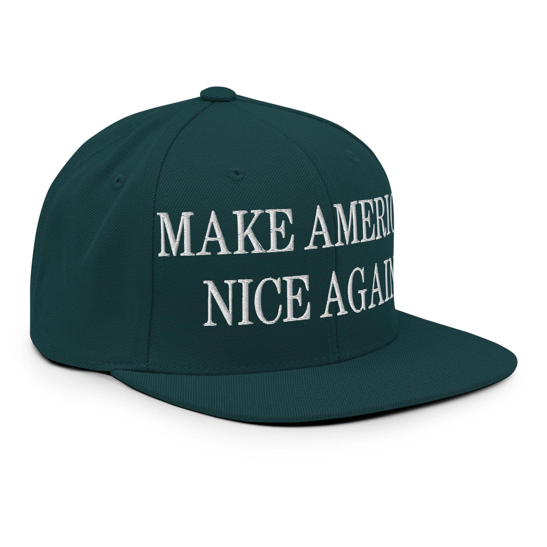 Make America Nice Again Embroidered Flat Bill Brim Snapback Hat Capital Crowns LADs Make Again Snapback Hats
