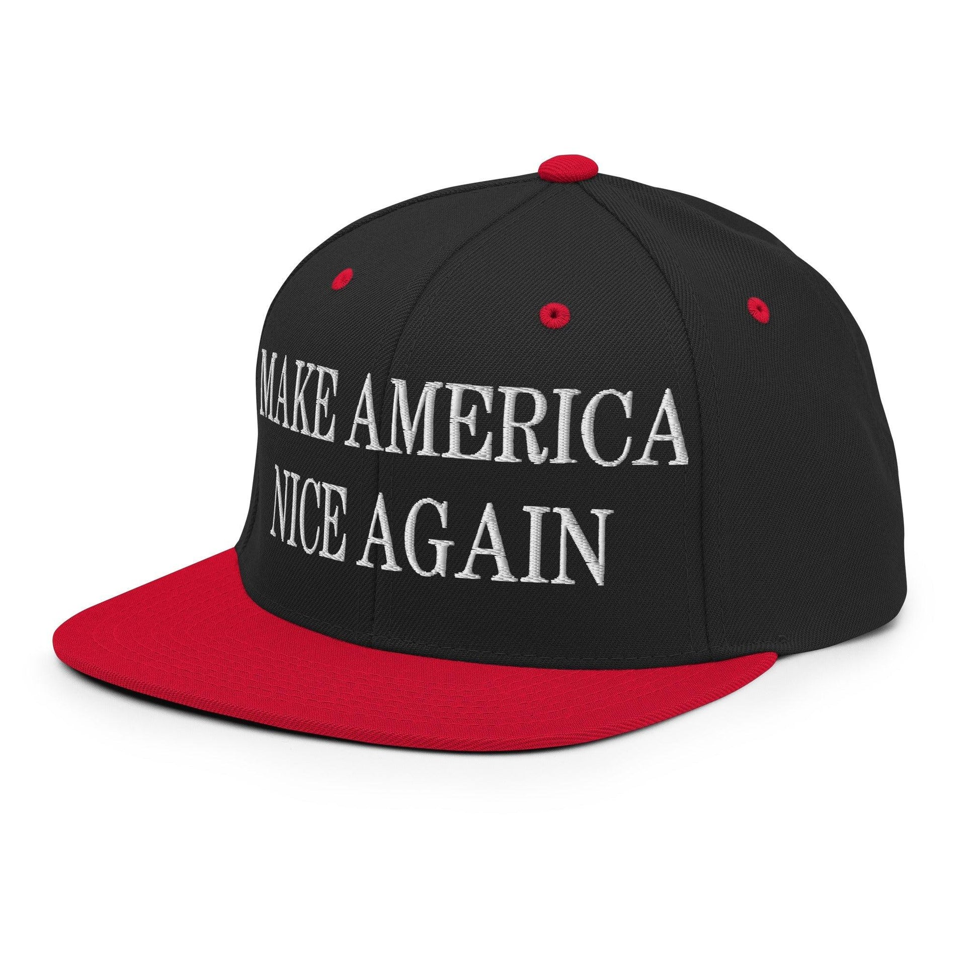 Make America Nice Again Embroidered Flat Bill Brim Snapback Hat Capital Crowns LADs Make Again Snapback Hats