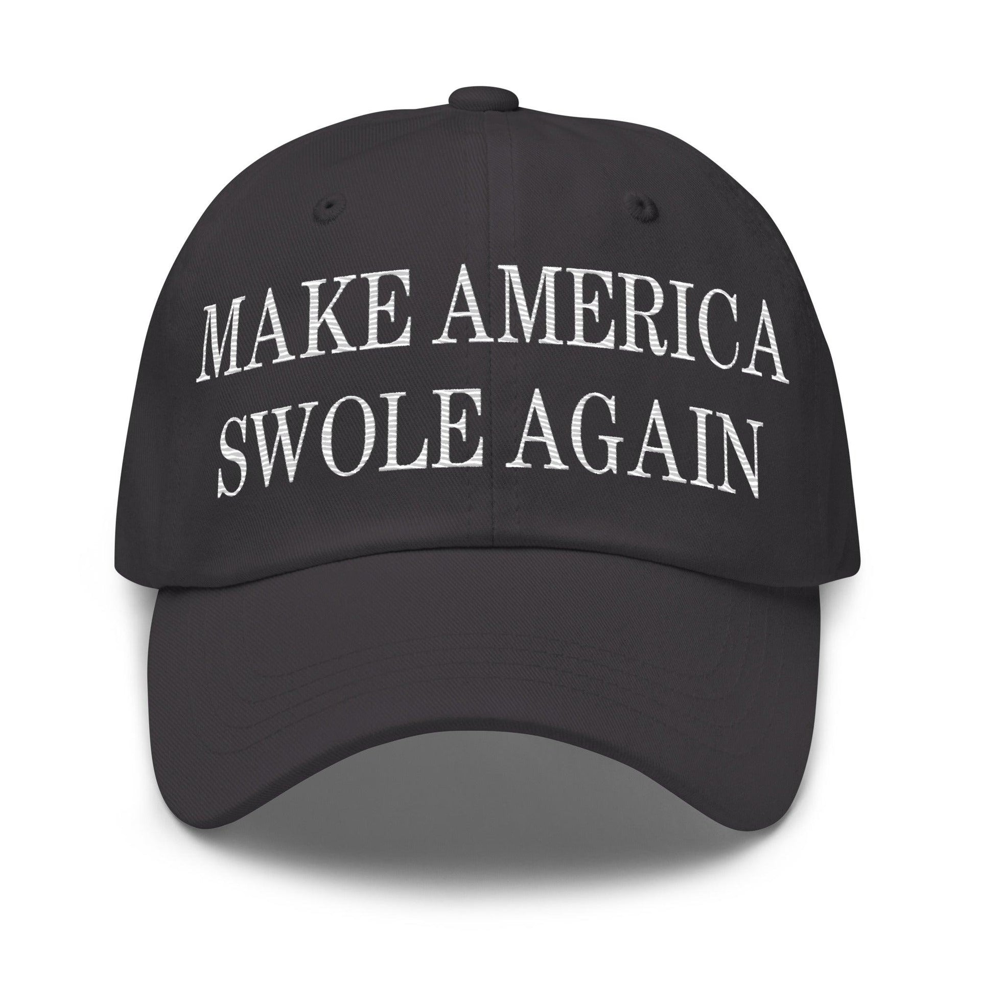 Make America Swole Again Embroidered Dad Hat Dark Grey Capital Crowns Dad Hats LADs Make Again