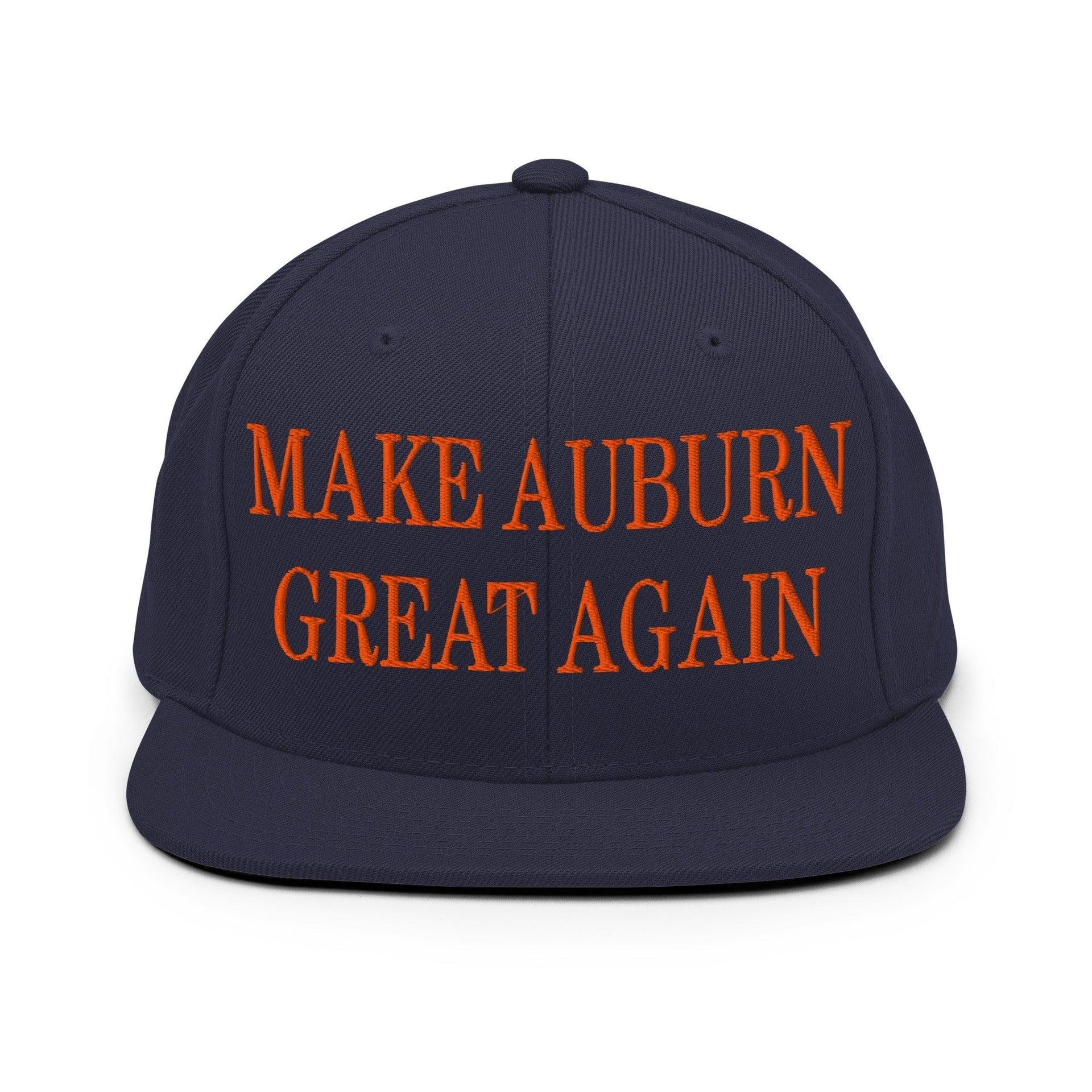 Make Auburn Great Again Embroidered Flat Bill Brim Snapback Hat Navy Capital Crowns LADs Make Again Snapback Hats