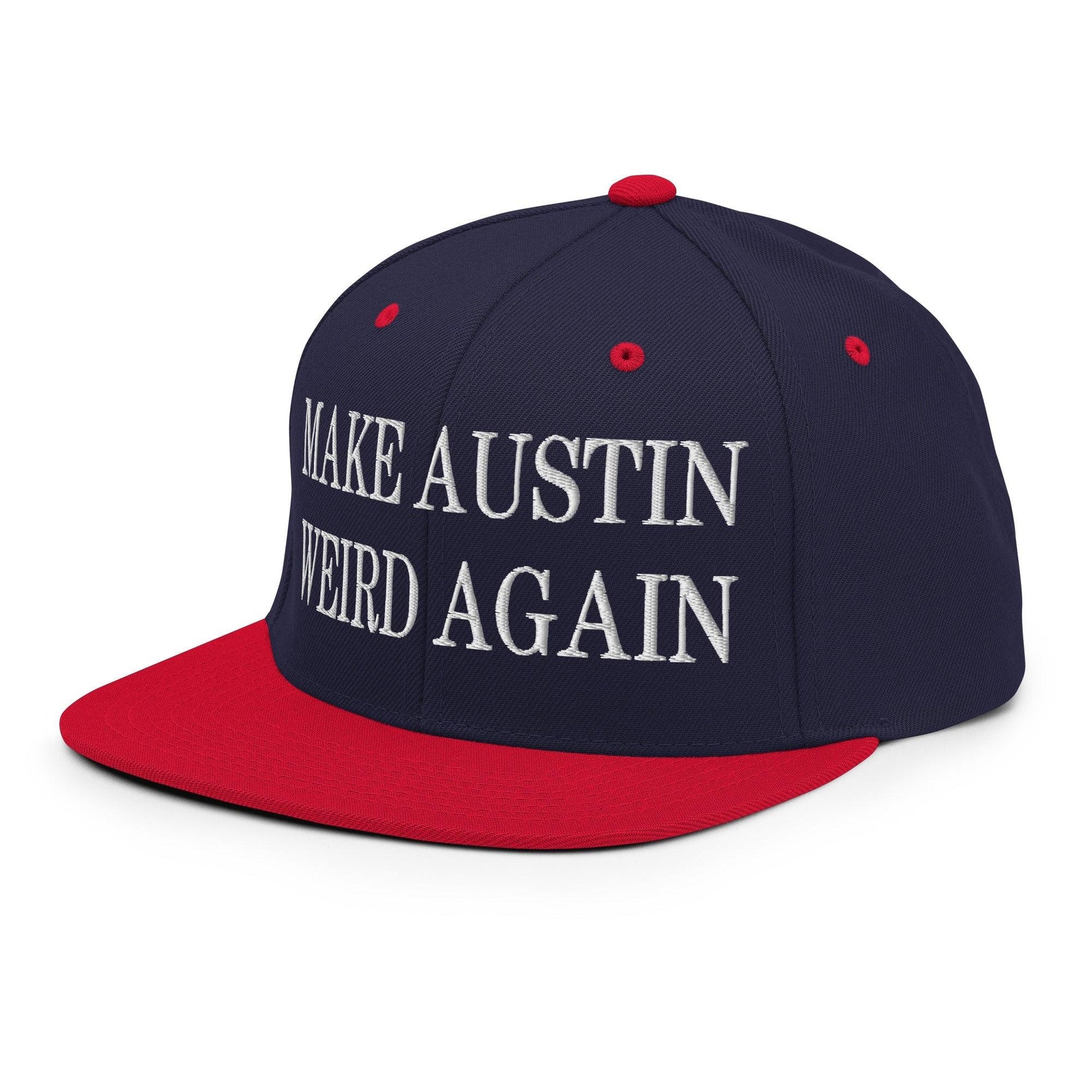 Make Austin Weird Again Embroidered Flat Bill Brim Snapback Hat Capital Crowns Make Again