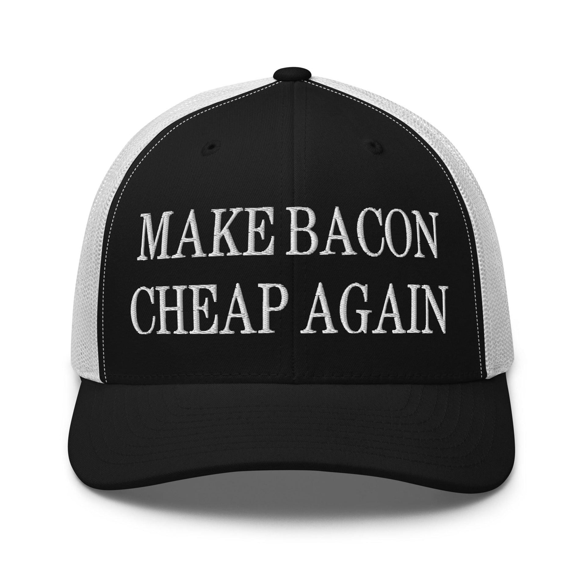 Make Bacon It Again Embroidered Mesh Trucker Hat Black White Capital Crowns Make Again Trucker Hats