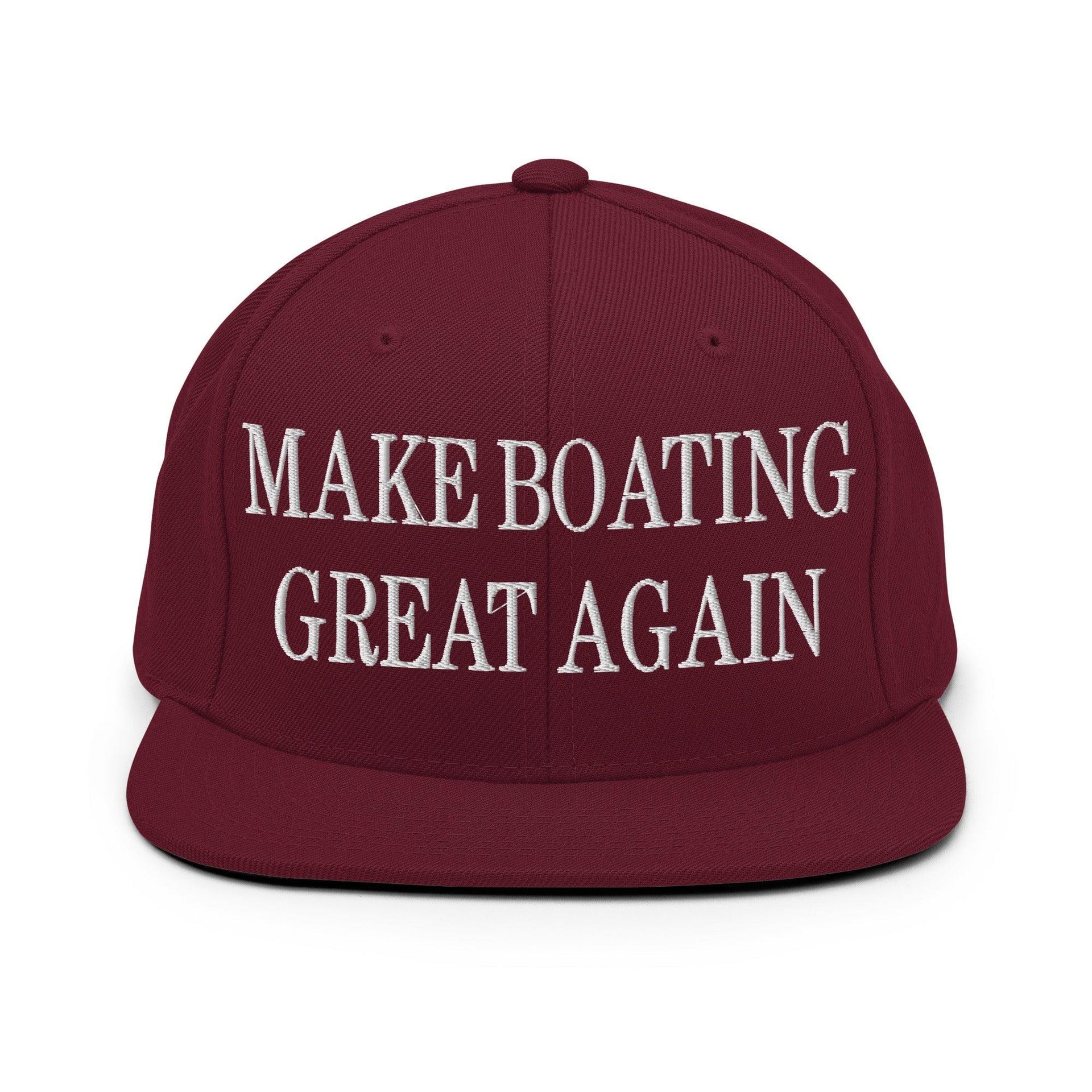 Make Boating Great Again Embroidered Flat Bill Brim Snapback Hat Maroon Capital Crowns LADs Make Again