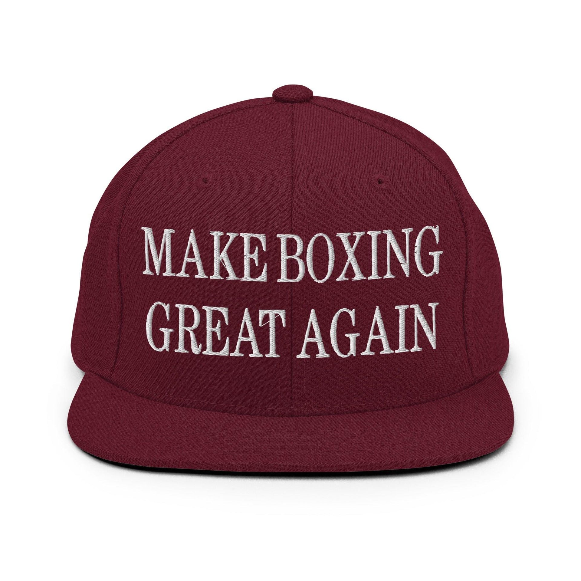 Make Boxing Great Again Embroidered Flat Bill Brim Snapback Hat Maroon Capital Crowns LADs Make Again