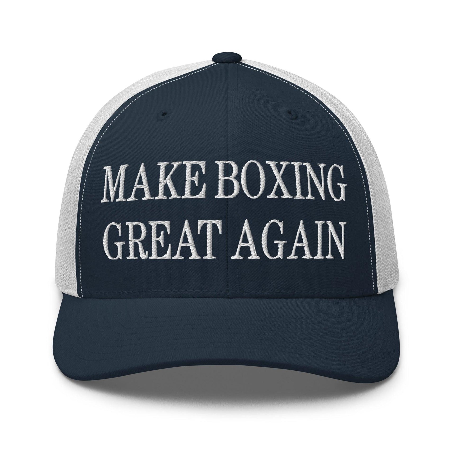 Make Boxing Great Again Embroidered Mesh Trucker Hat Navy White Capital Crowns LADs Make Again Trucker Hats