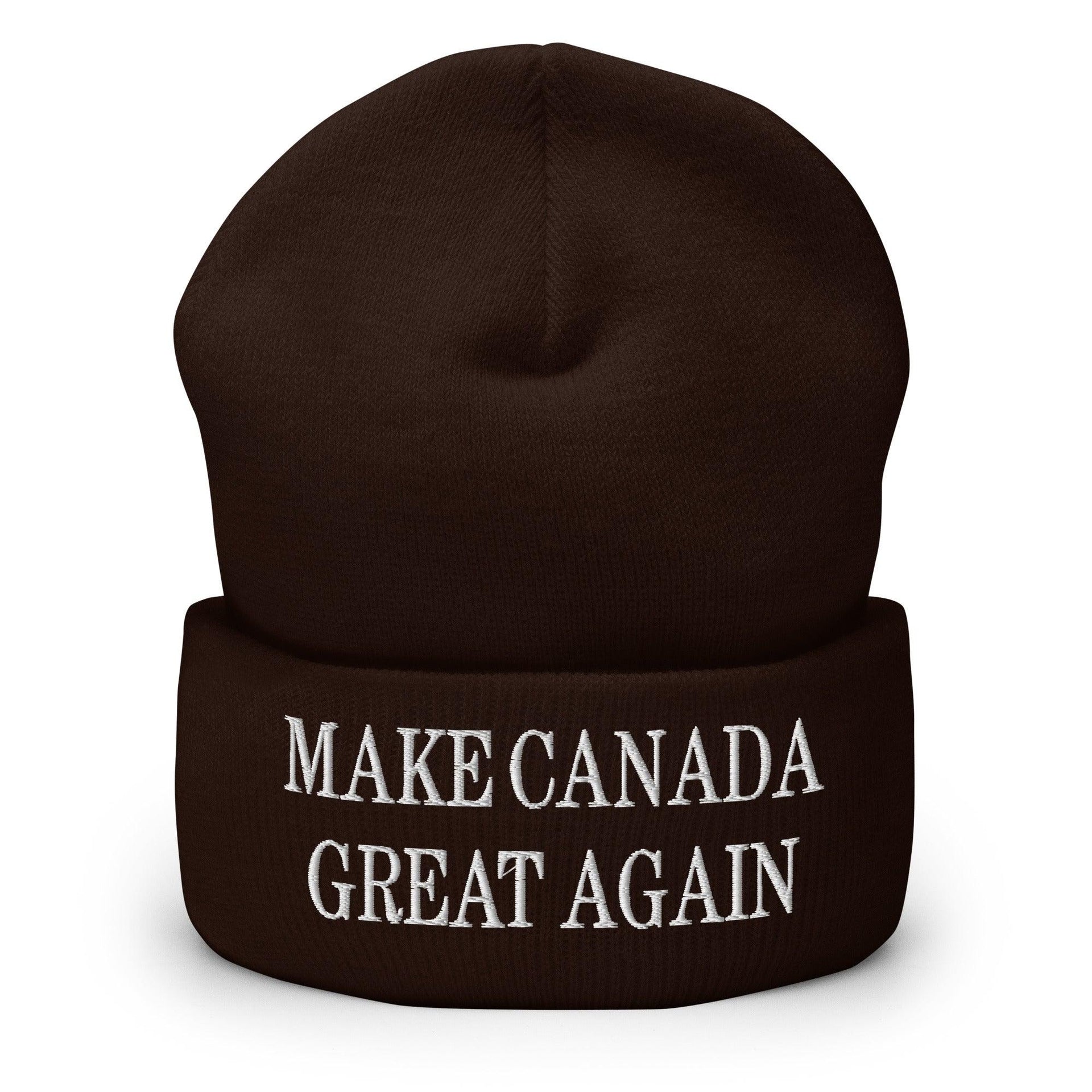 Make C Great Again Embroidered Cuffed Knit Beanie Brown Beanies Canada Is Not For Sale Capital Crowns LADs Make Again