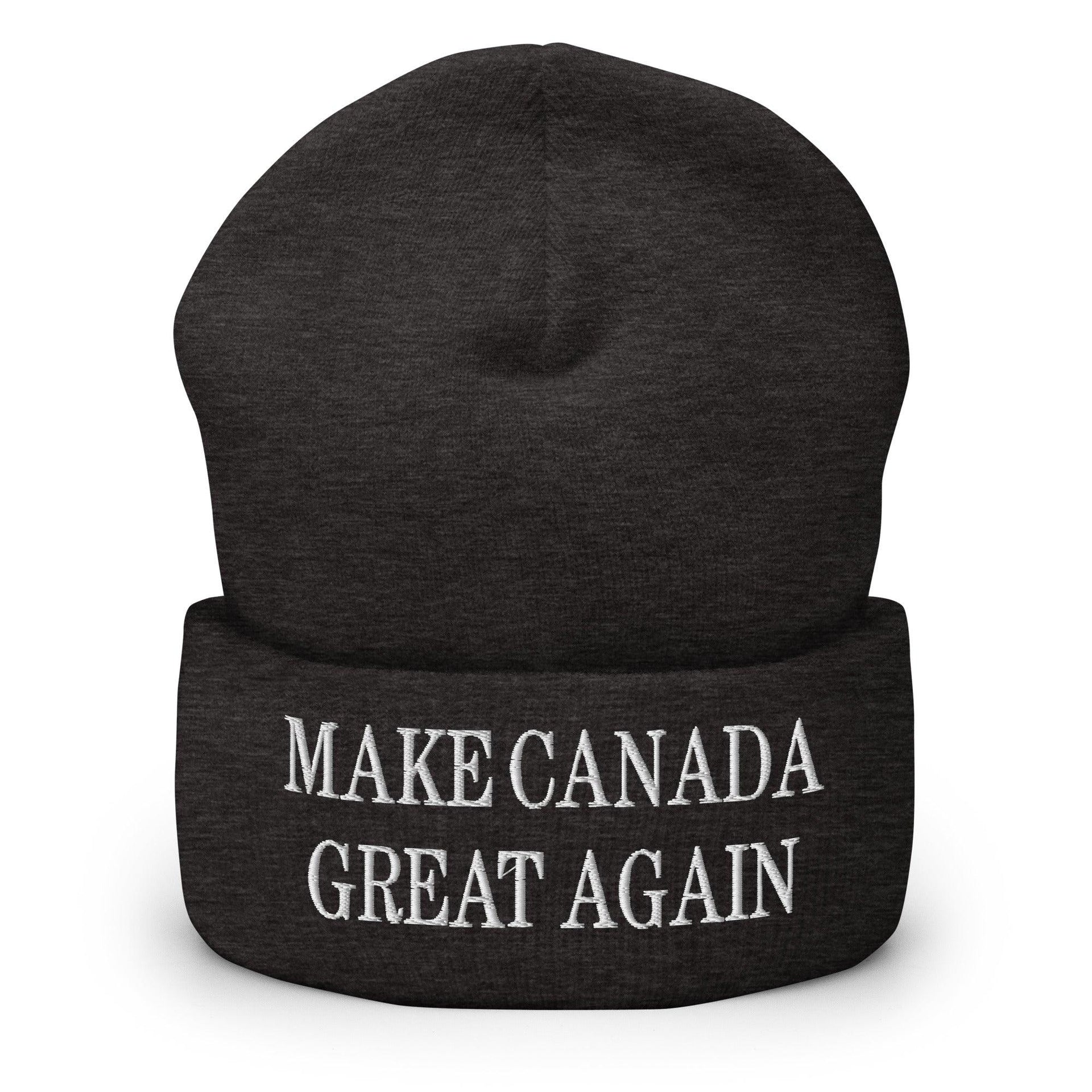 Make C Great Again Embroidered Cuffed Knit Beanie Dark Grey Beanies Canada Is Not For Sale Capital Crowns LADs Make Again