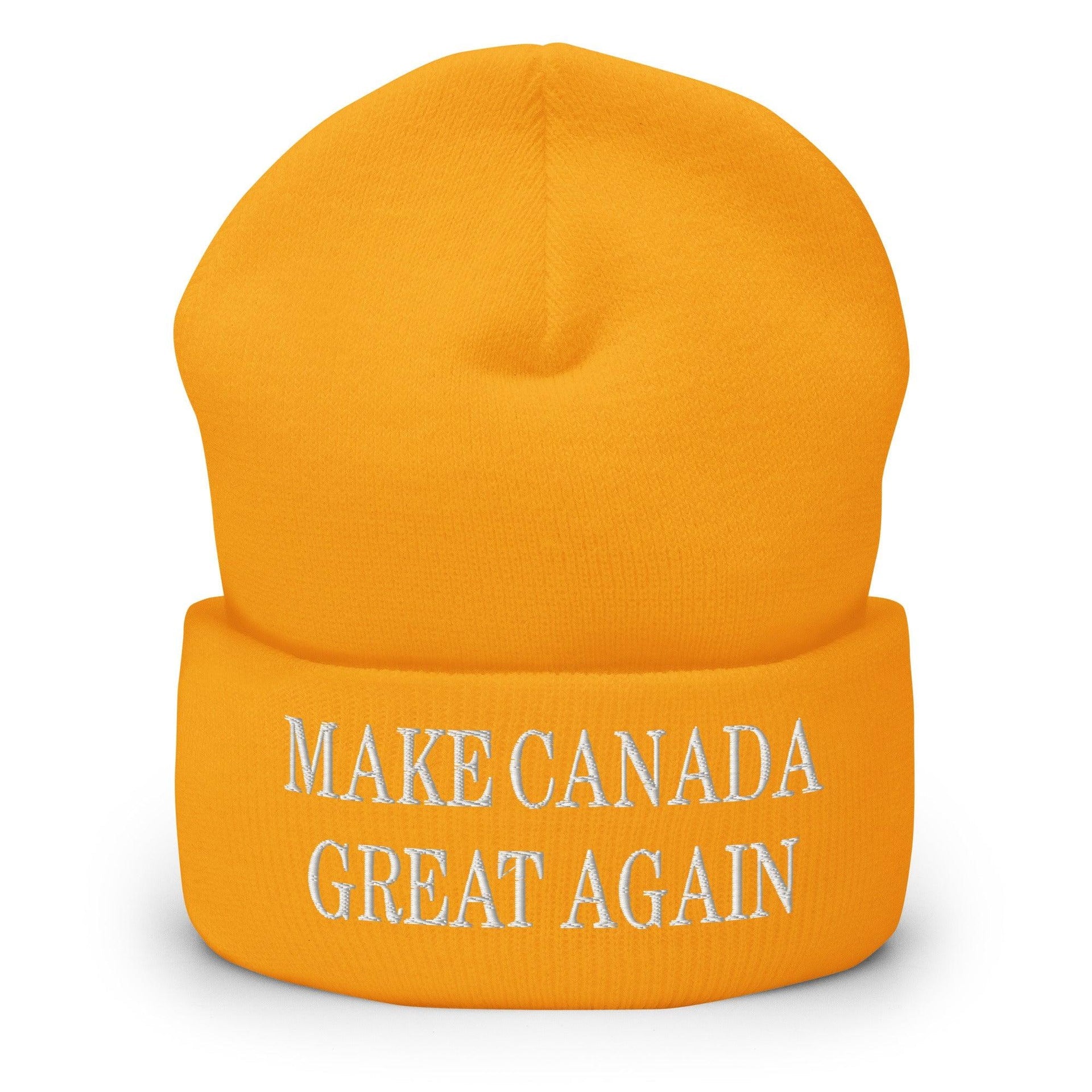 Make C Great Again Embroidered Cuffed Knit Beanie Gold Beanies Canada Is Not For Sale Capital Crowns LADs Make Again