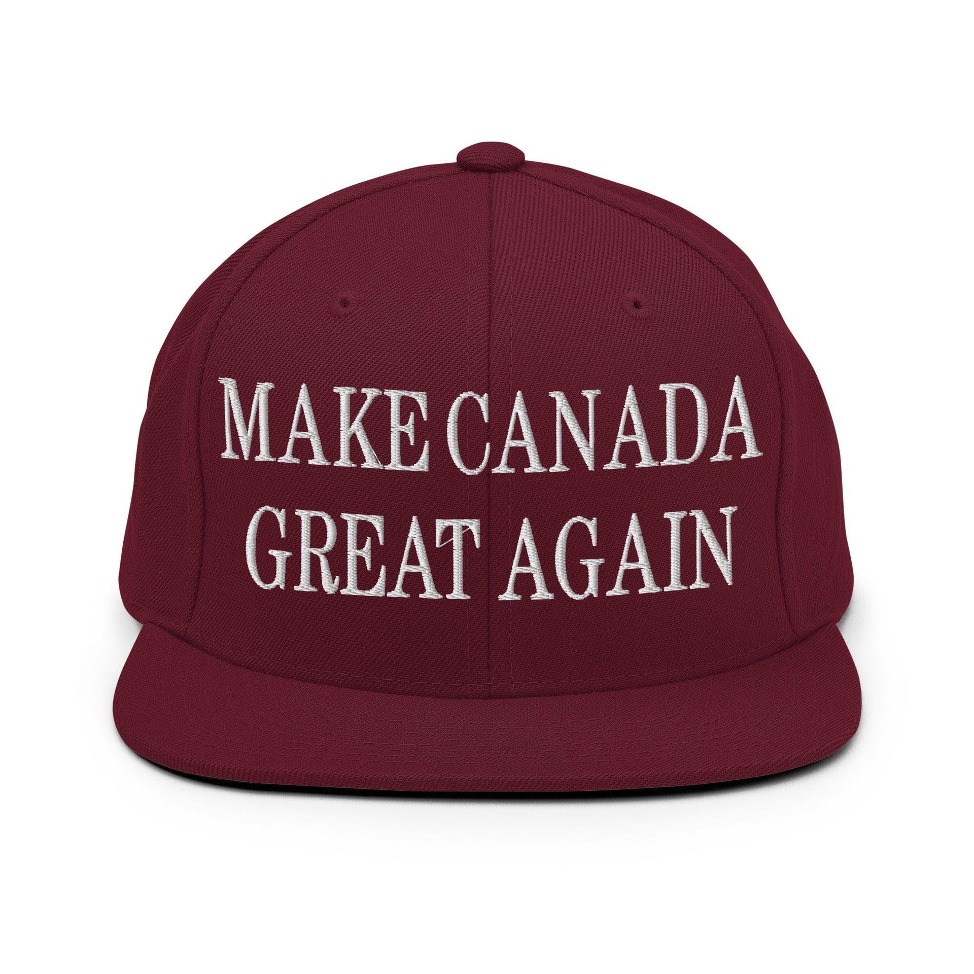 Make C Great Again Embroidered Flat Bill Brim Snapback Hat Maroon Canada Capital Crowns LADs Make Again