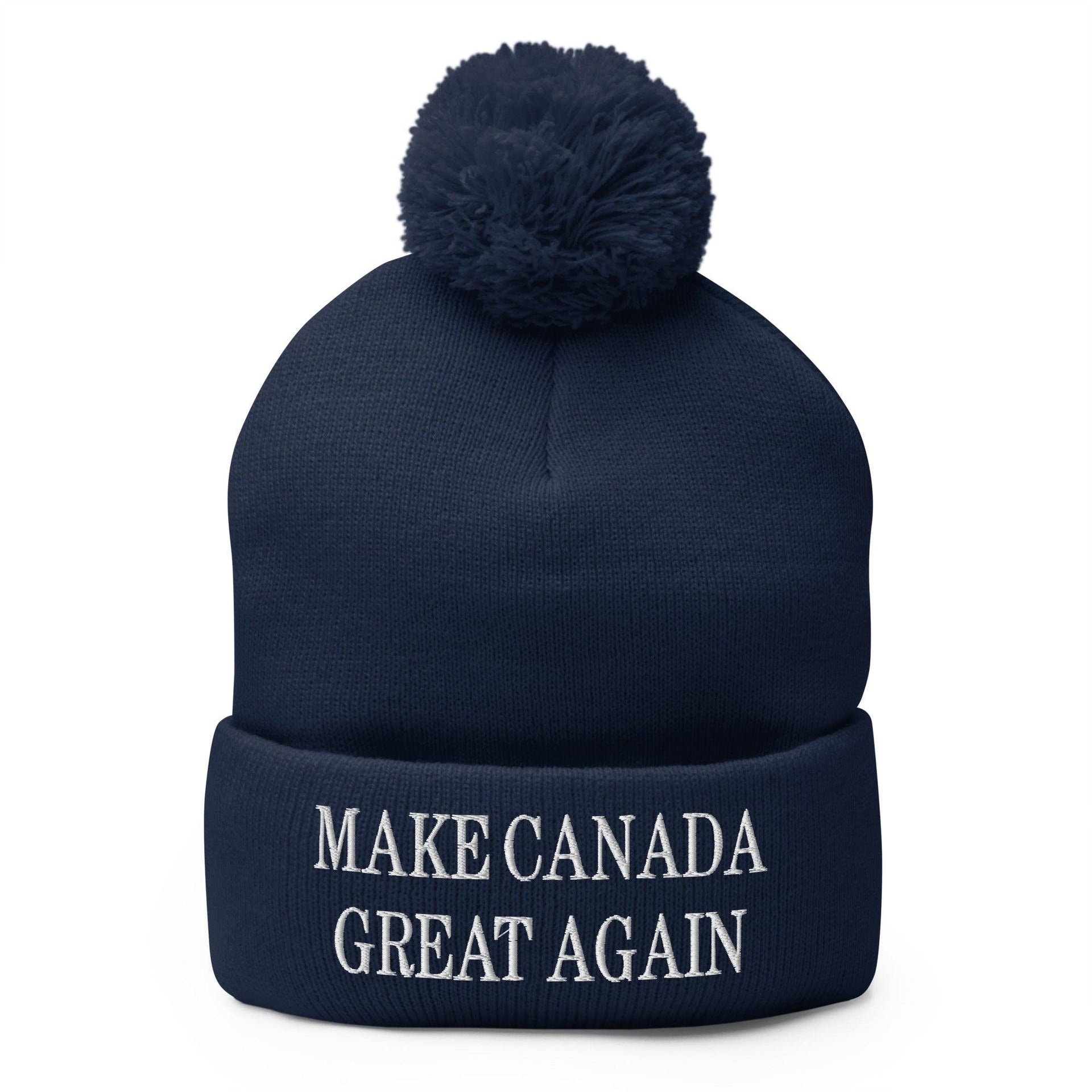 Make C Great Again Embroidered Pom Pom Knit Beanie Navy Beanies Canada Capital Crowns LADs Make Again