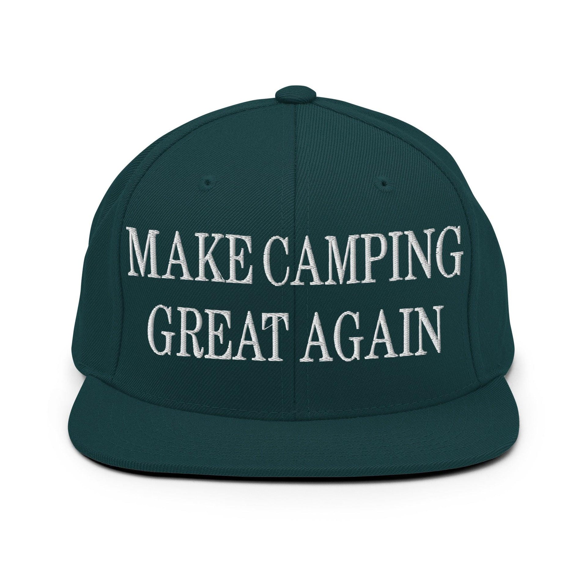Make Camping Great Again Embroidered Flat Bill Brim Snapback Hat Spruce Capital Crowns LADs Make Again