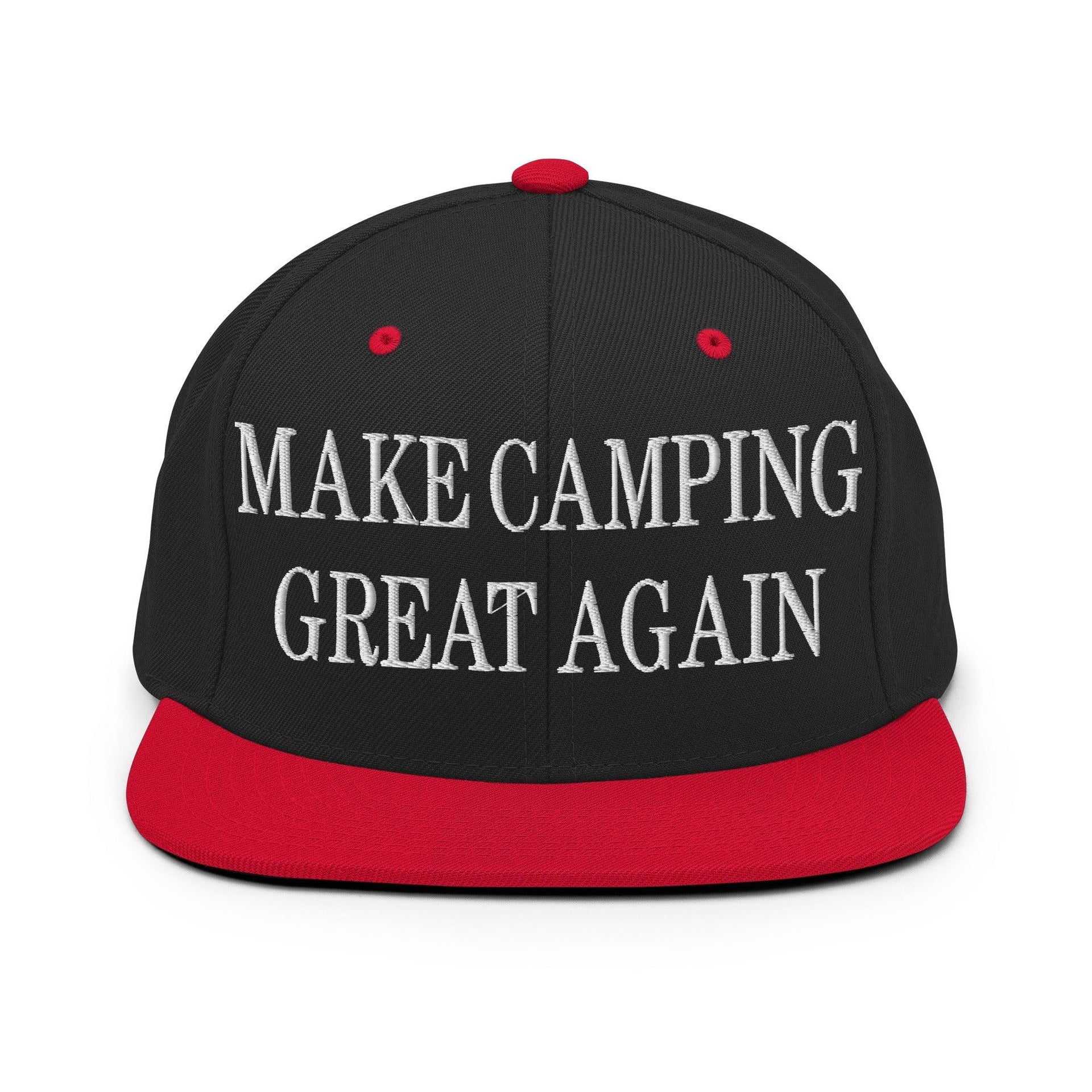 Make Camping Great Again Embroidered Flat Bill Brim Snapback Hat Black Red Capital Crowns LADs Make Again