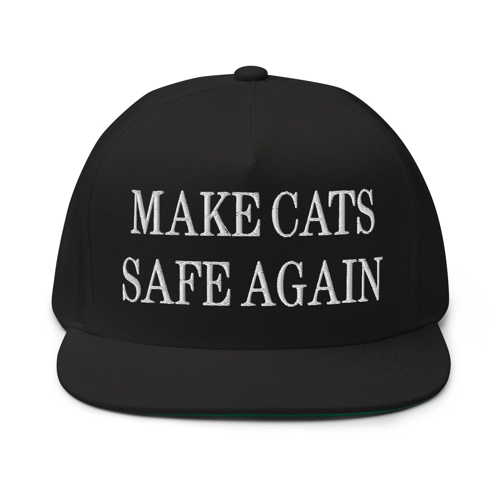 Make Cats Safe Again Embroidered 5 Panel Flat Bill Brim Snapback Hat Black Capital Crowns Make Again Snapback Hats
