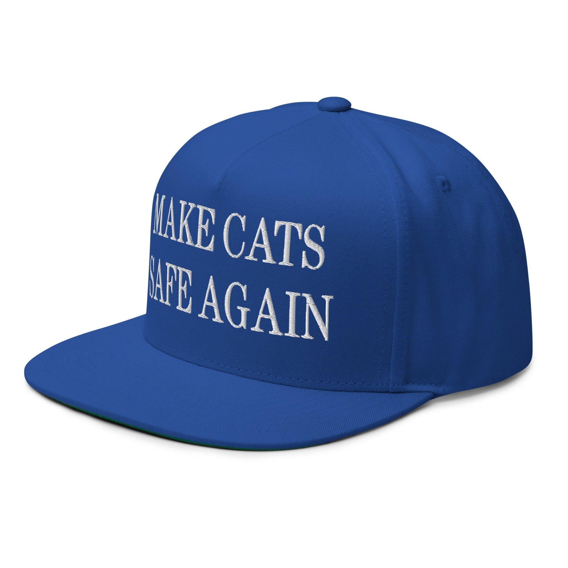 Make Cats Safe Again Embroidered 5 Panel Flat Bill Brim Snapback Hat Capital Crowns Make Again Snapback Hats