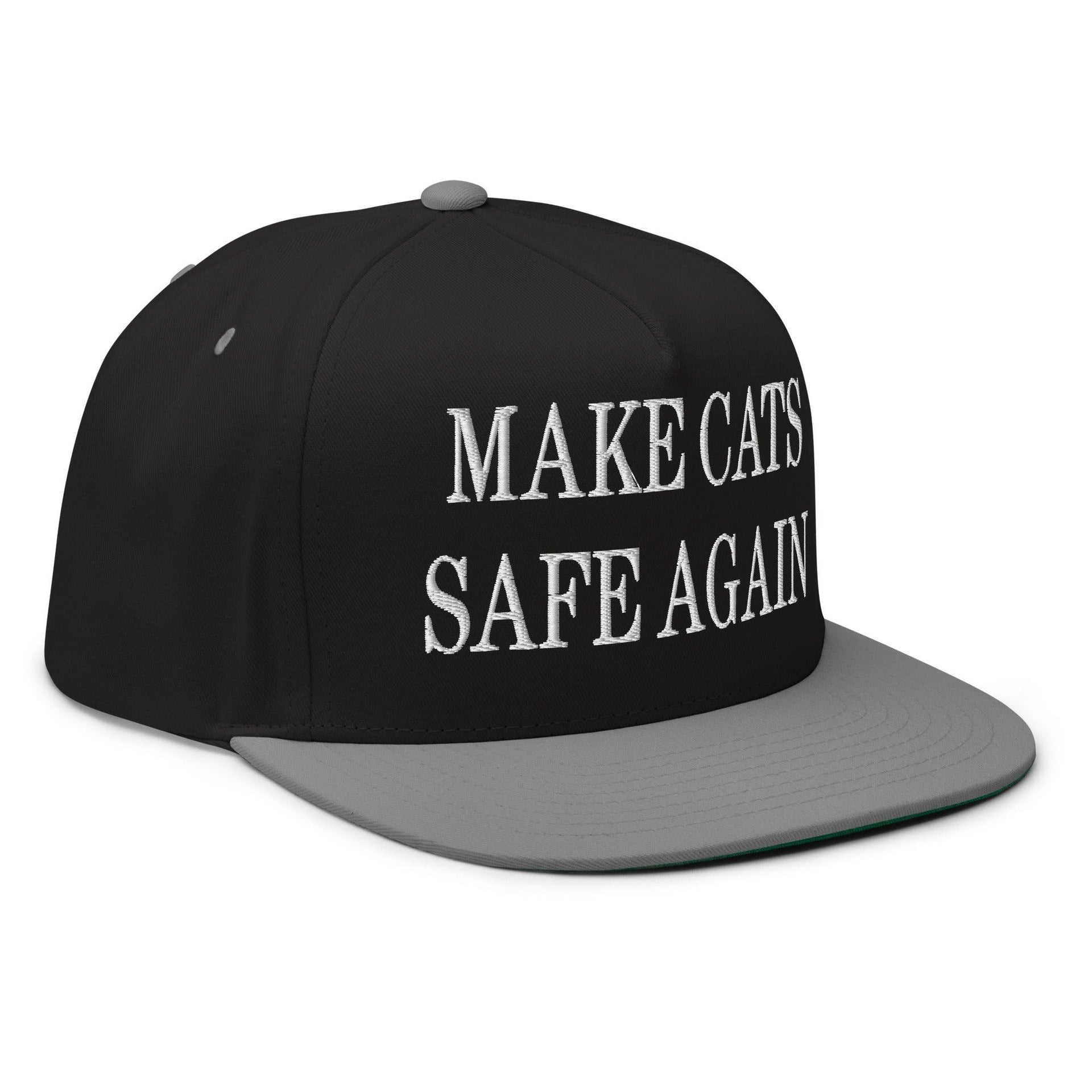 Make Cats Safe Again Embroidered 5 Panel Flat Bill Brim Snapback Hat Capital Crowns Make Again Snapback Hats