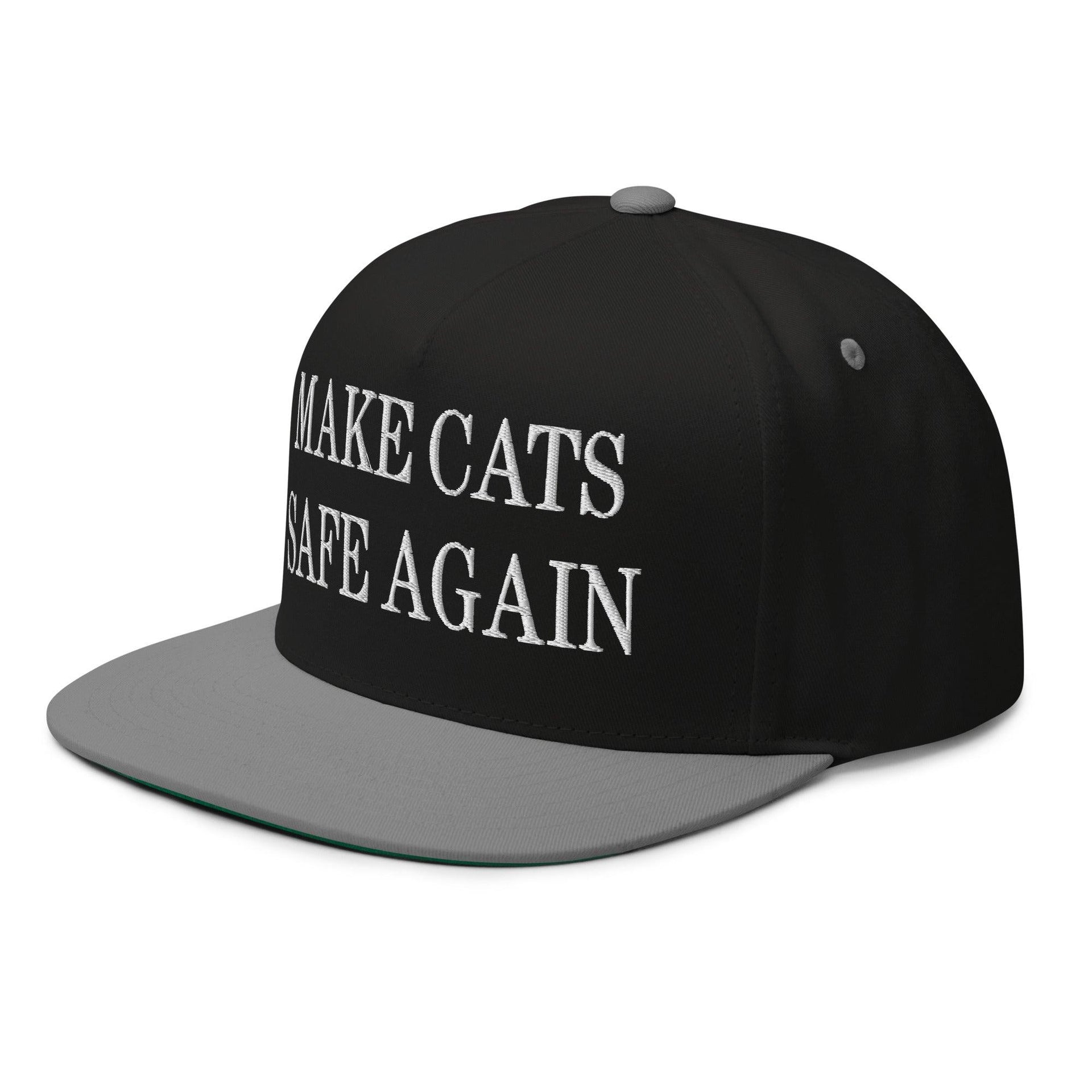 Make Cats Safe Again Embroidered 5 Panel Flat Bill Brim Snapback Hat Capital Crowns Make Again Snapback Hats