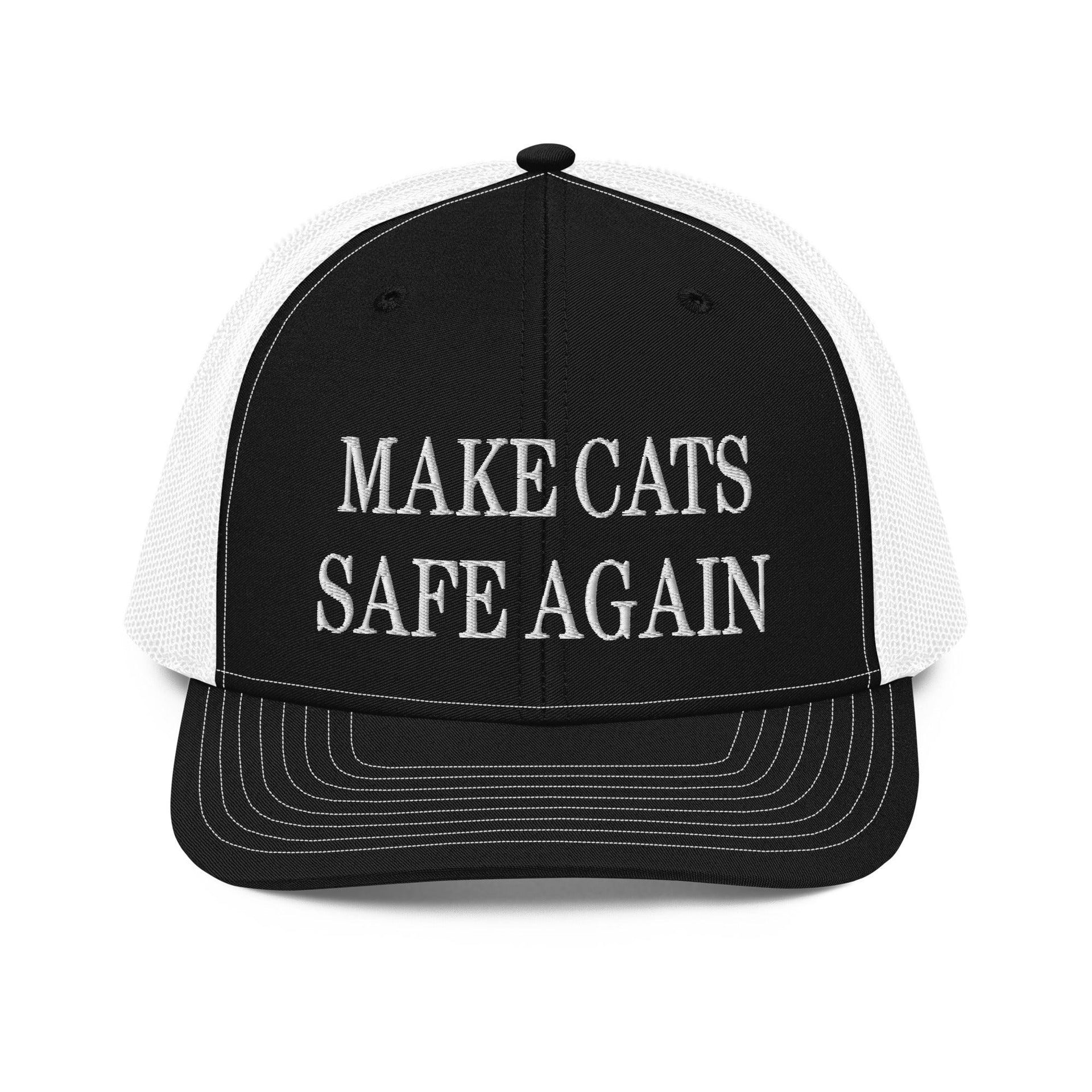 Make Cats Safe Again Embroidered Classic Mesh Trucker Hat Black White Capital Crowns Make Again Trucker Hats