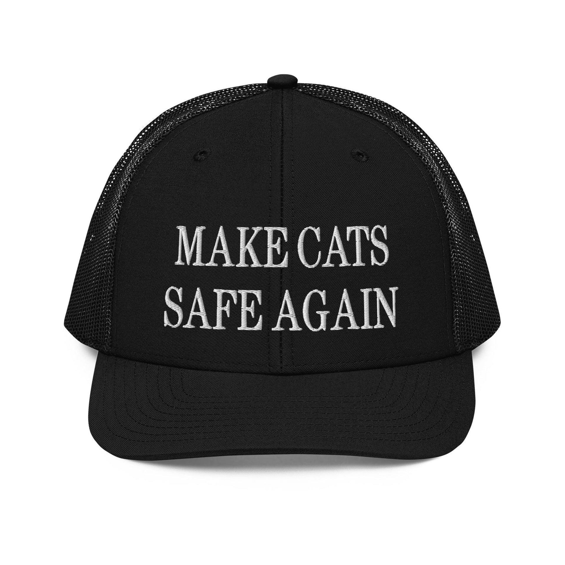 Make Cats Safe Again Embroidered Classic Mesh Trucker Hat Black Capital Crowns Make Again Trucker Hats