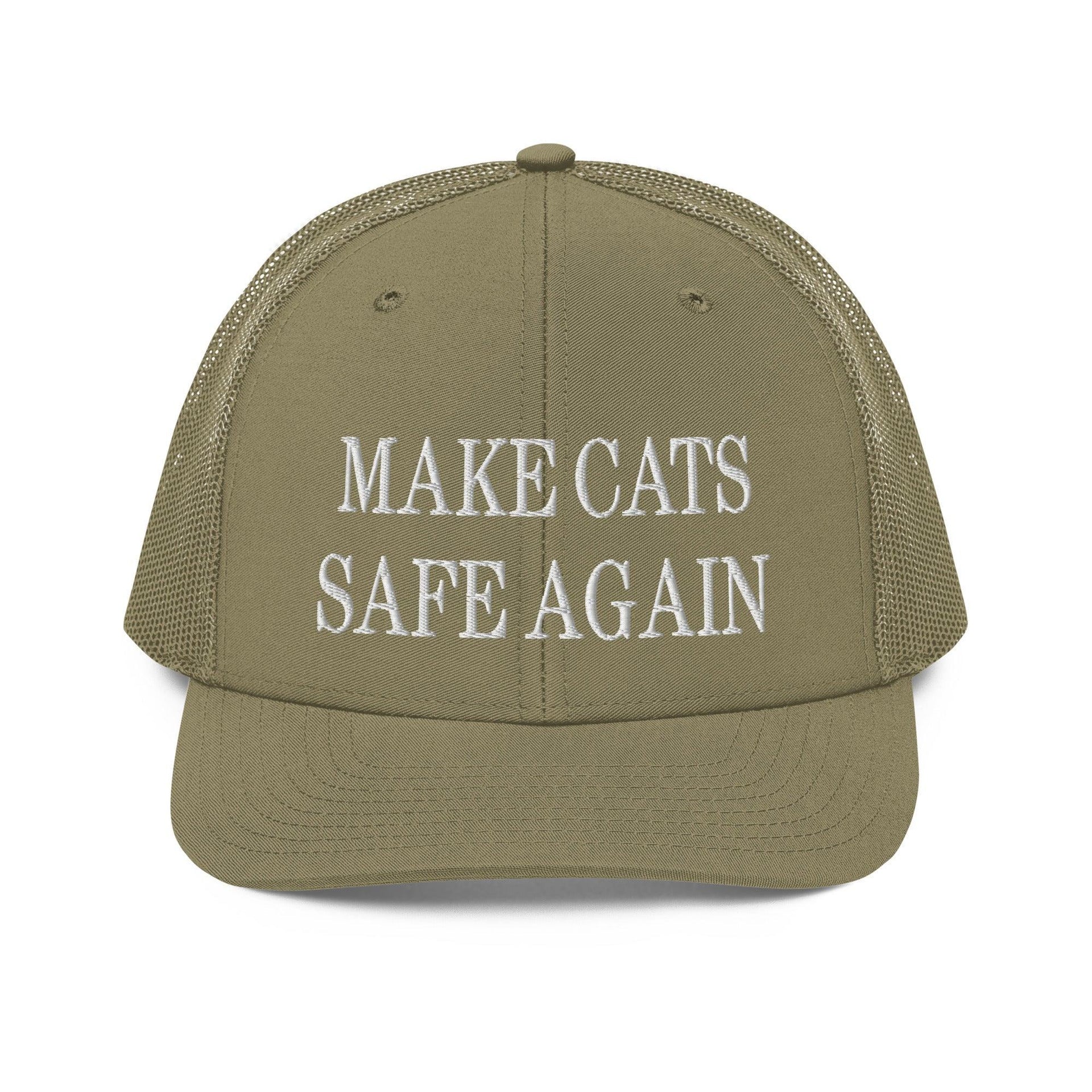 Make Cats Safe Again Embroidered Classic Mesh Trucker Hat Loden Capital Crowns Make Again Trucker Hats