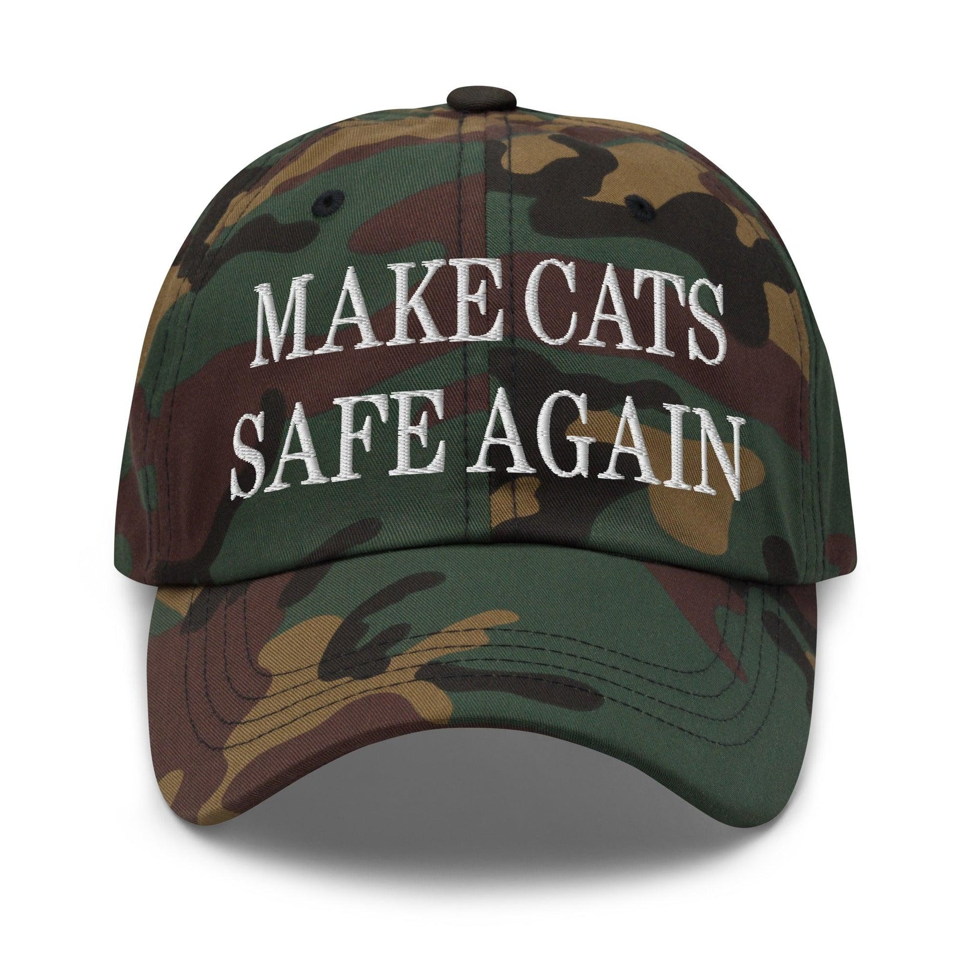 Make Cats Safe Again Embroidered Dad Hat Green Camo Capital Crowns Dad Hats Make Again